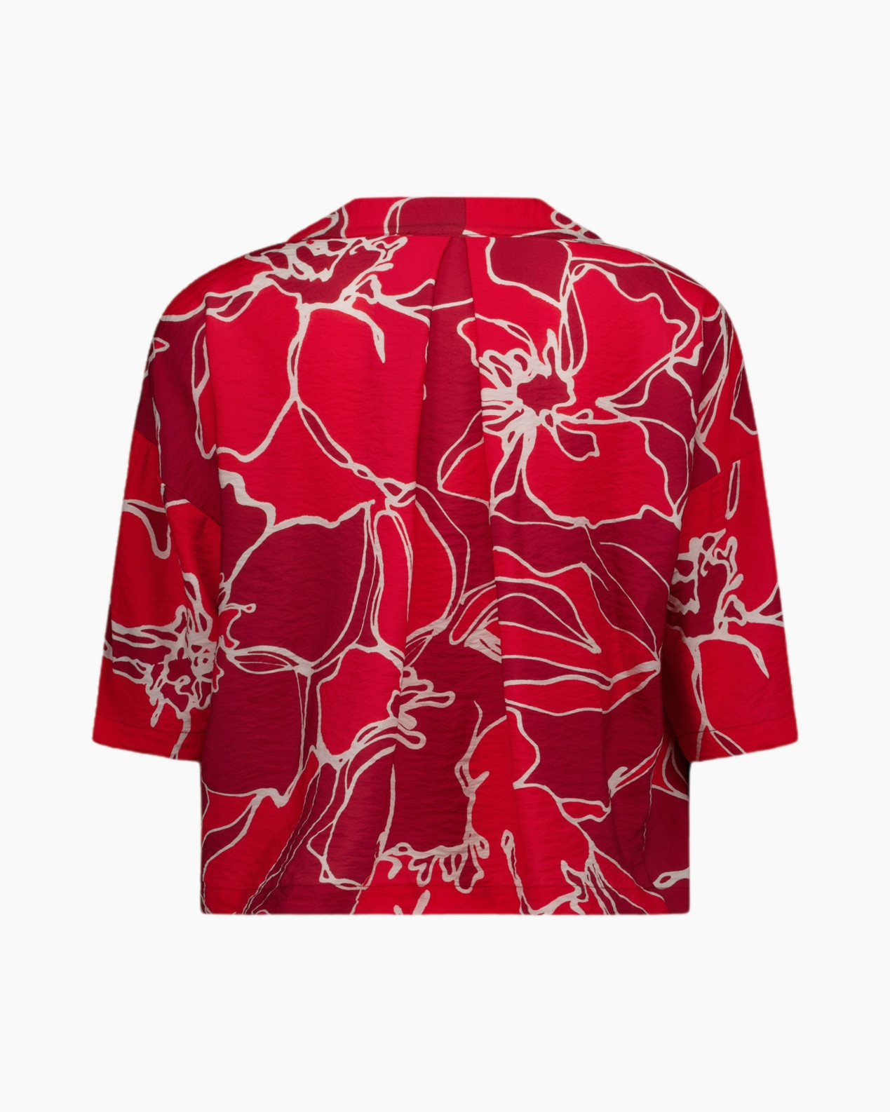 kimono, korte mouw, rood, bloemenpatroon, open voorkant