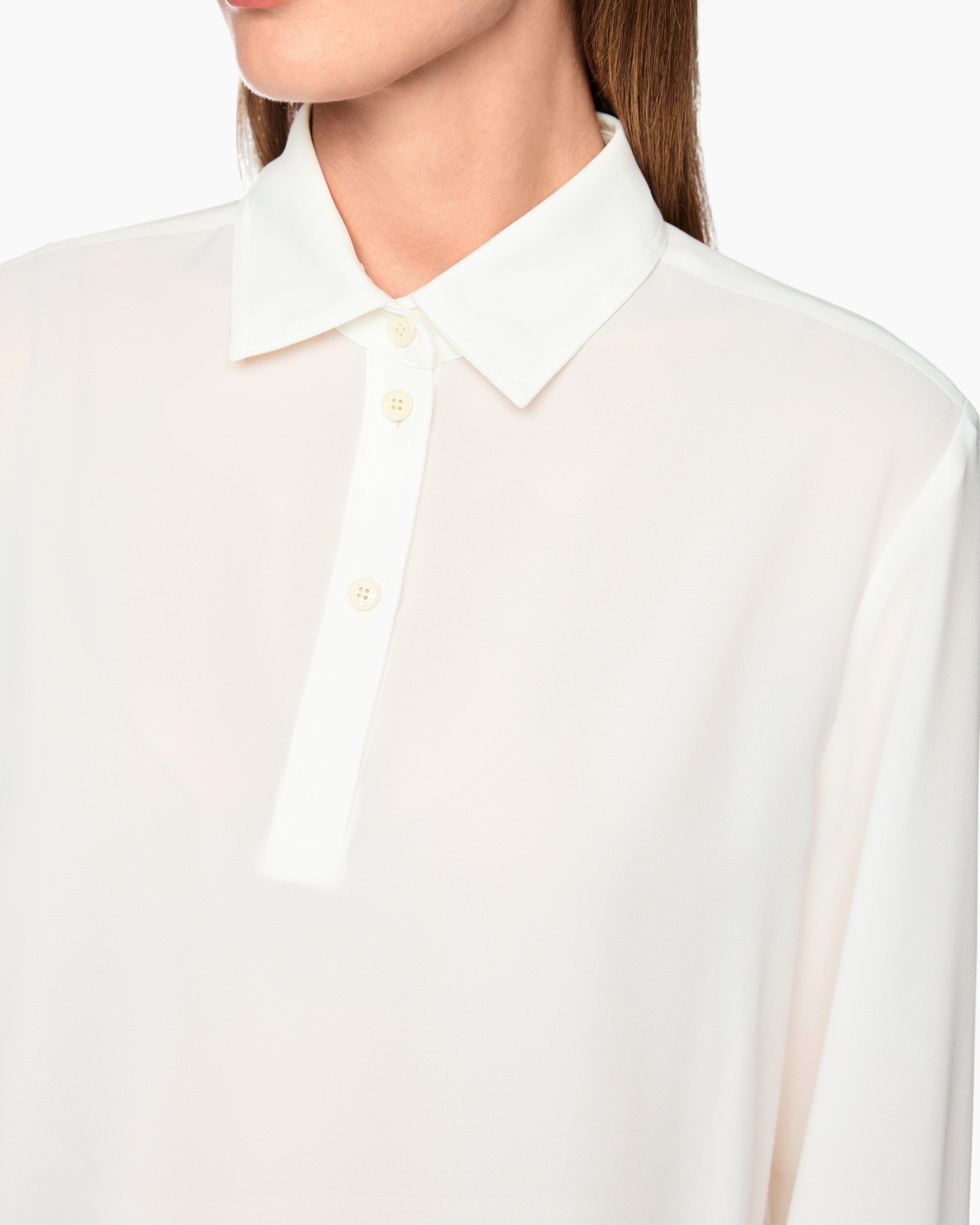 blouse, wit, kraag, knopen-up, doorschijnend