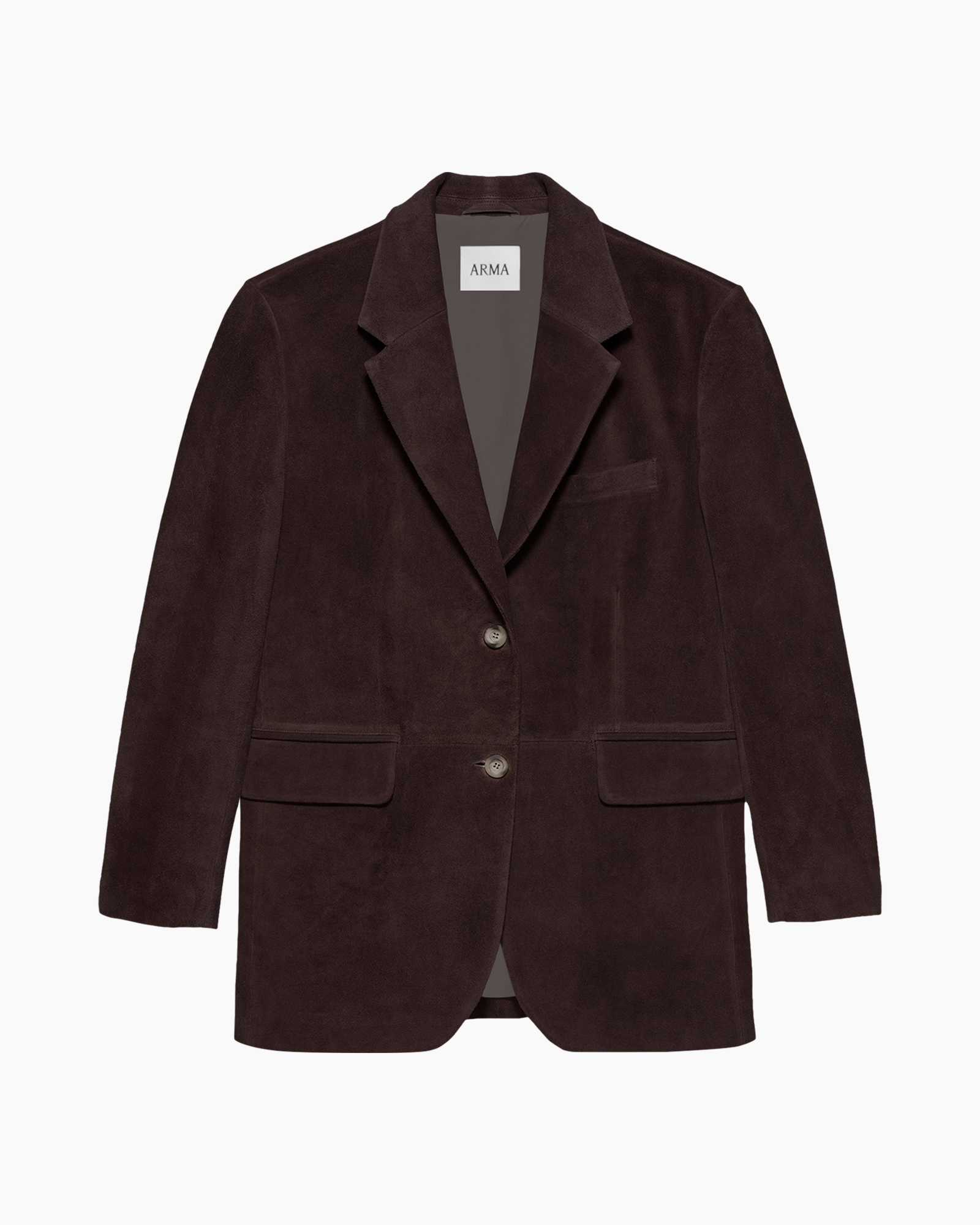blazer, corduroy, bruin, twee-knopen, kraagloze