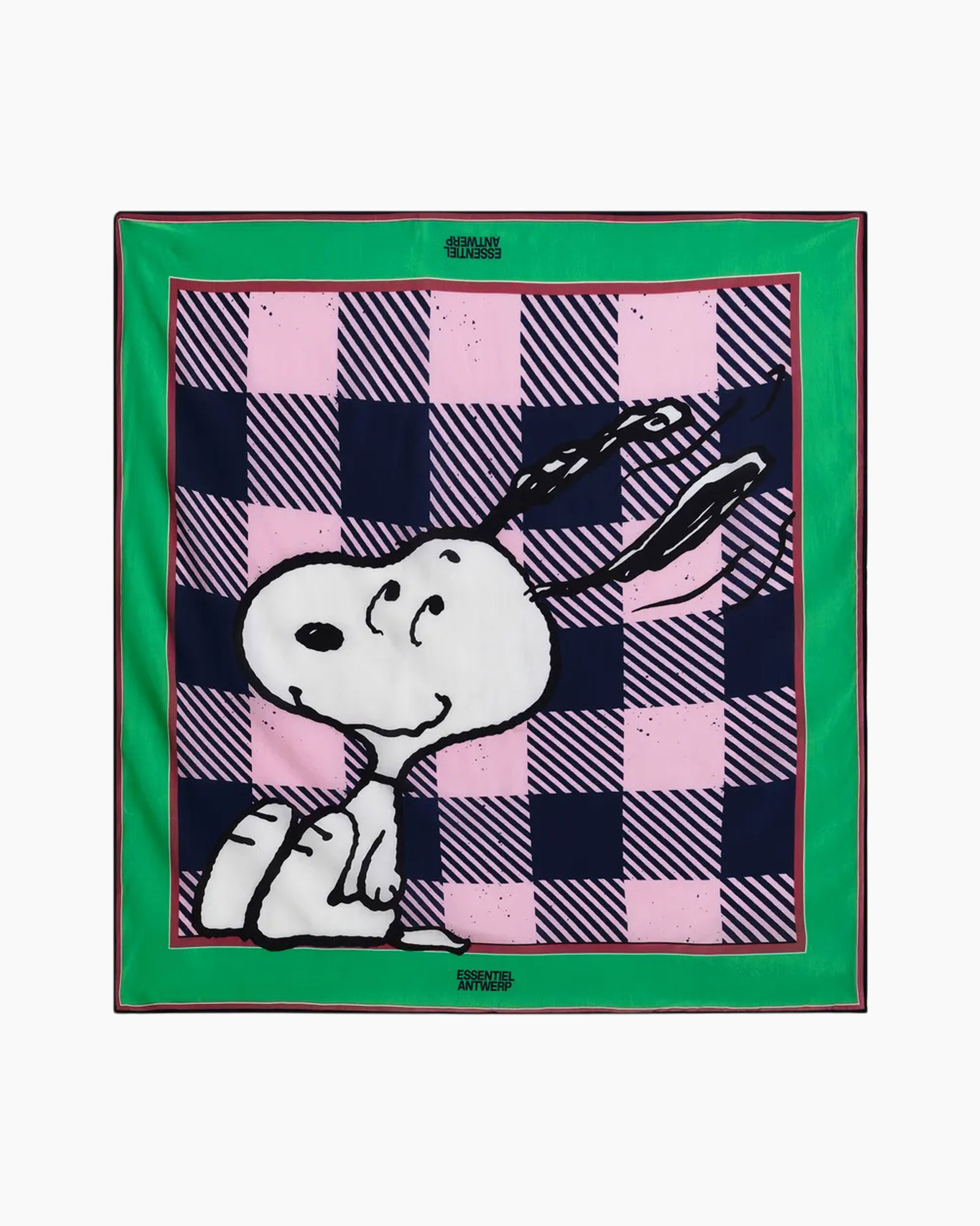 _sjaals, Snoopy, geruite, rasterpatroon, groene rand