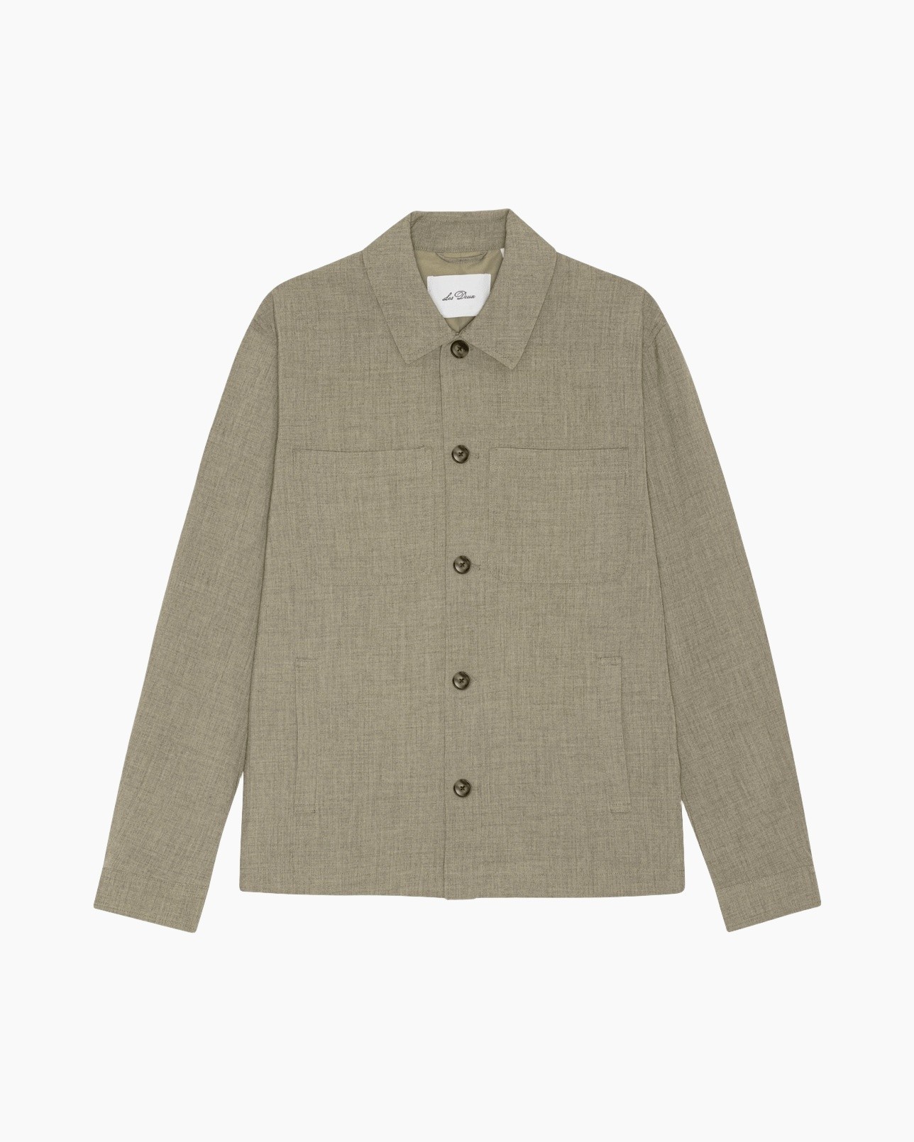 jas, beige, linnenmix, knopen, kraag