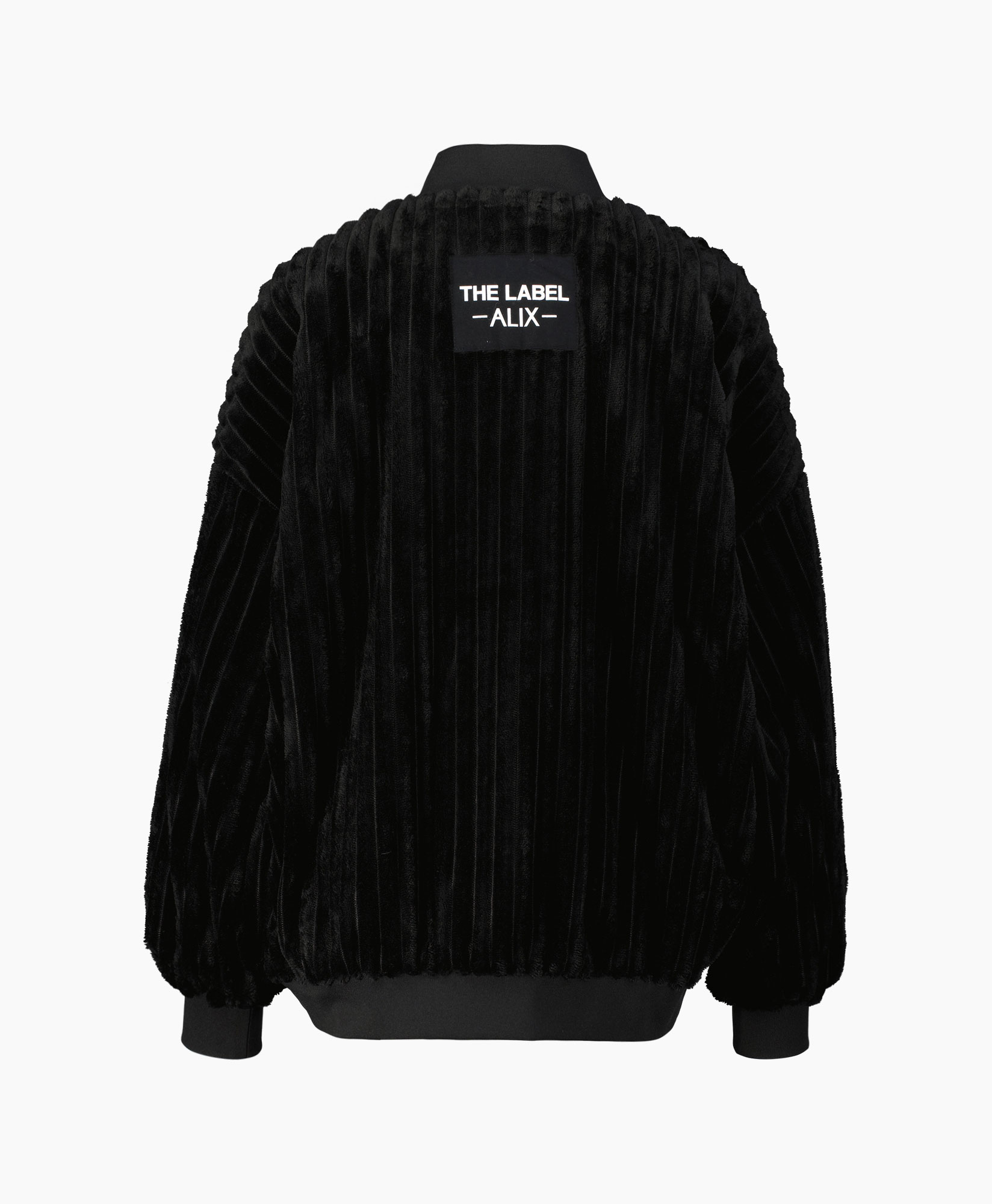 Jack Woven Rib Fur Bomber Zwart