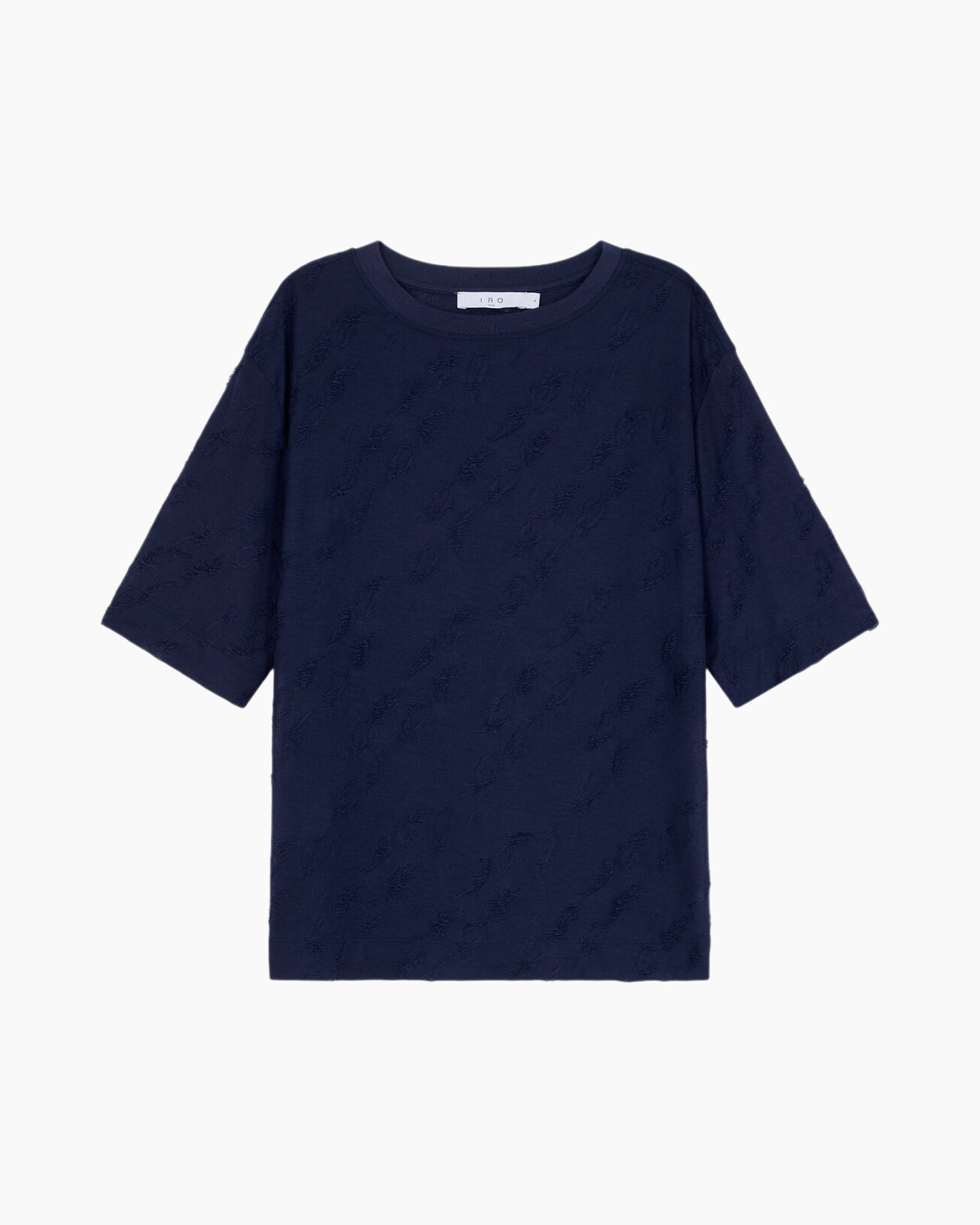 t-shirt, navy, short sleeve, loose fit, knit pattern