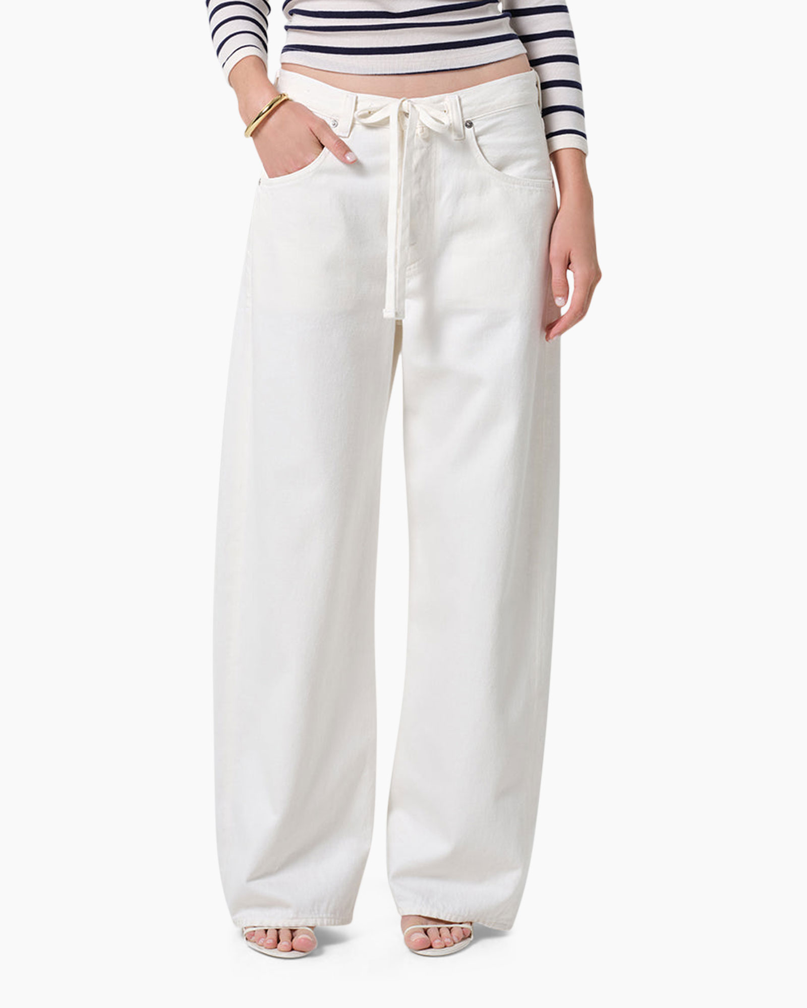 pants, wide-leg, white, drawstring, soft-washable