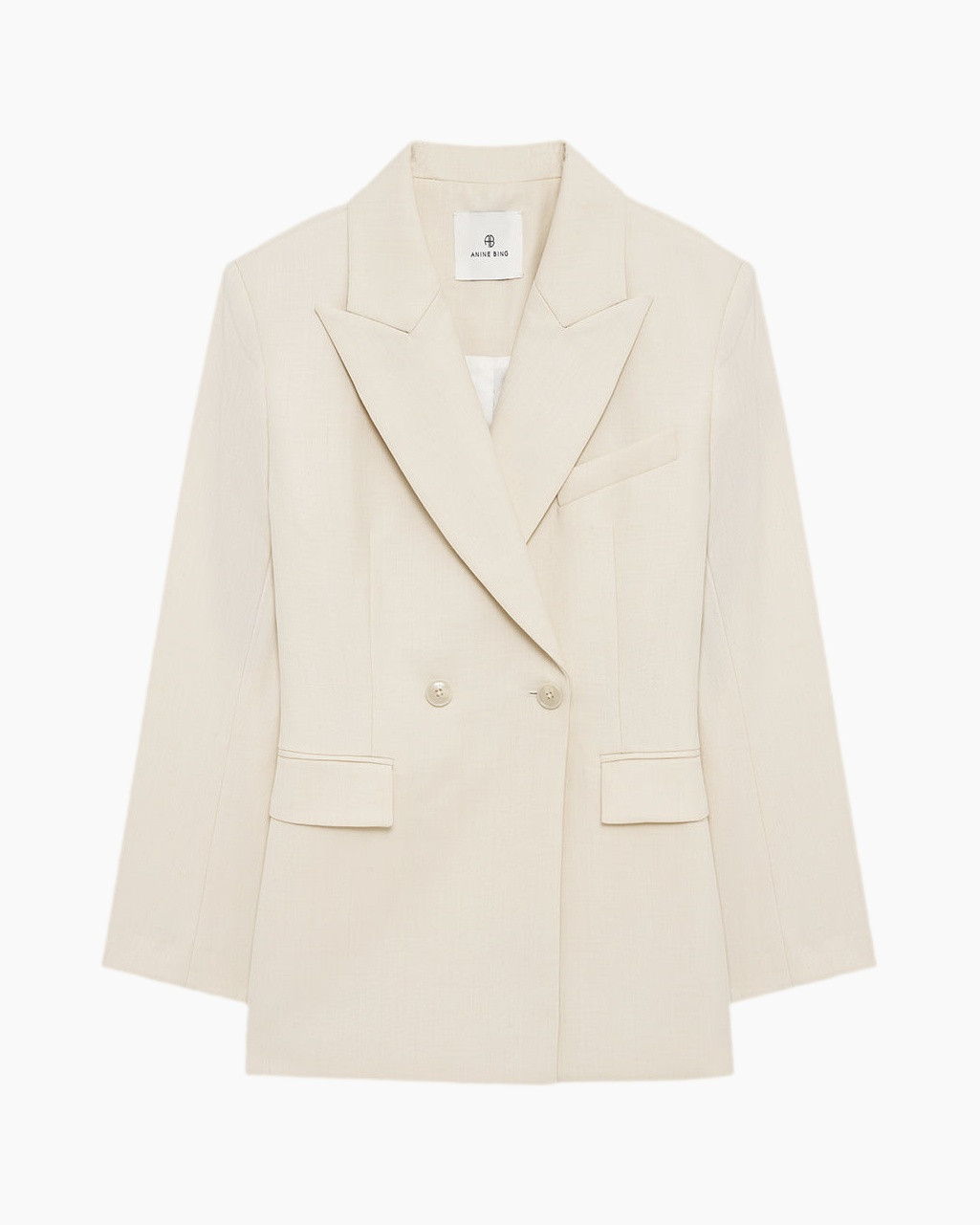 blazer, blazer vrouw, beige, dubbel gebreid, reverskraag