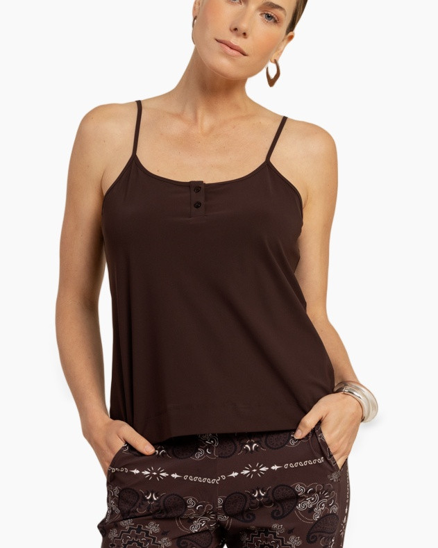 tanktop, bruin(e) top, spaghettibandjes, mouwloos, casual top