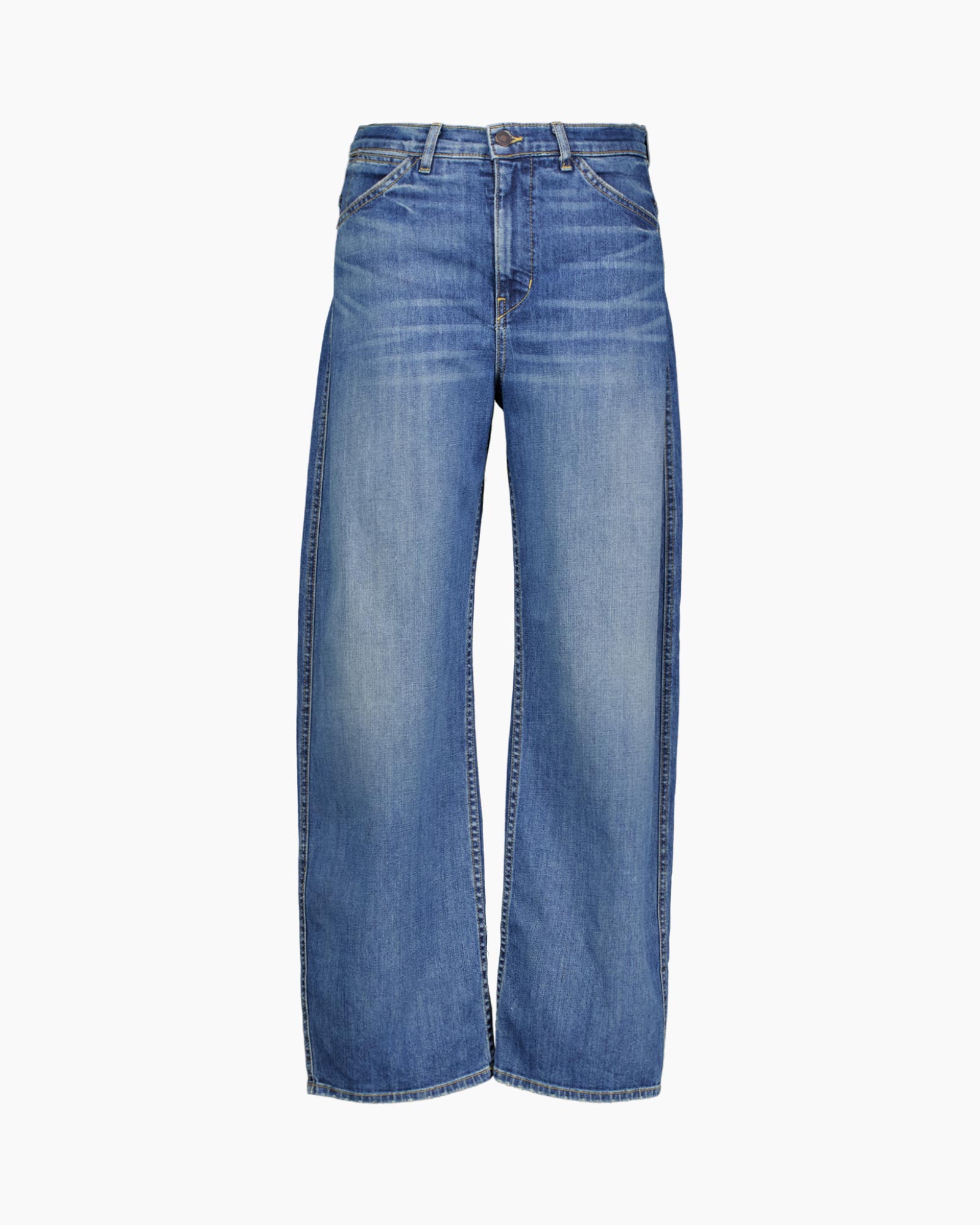 spijkerbroek, denim, wijdelijn, blauw, vermoedelijk gewassen