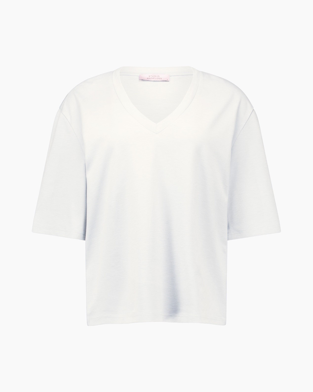 hemd, v-hals, wit, kort-sleeve, eenvoudig