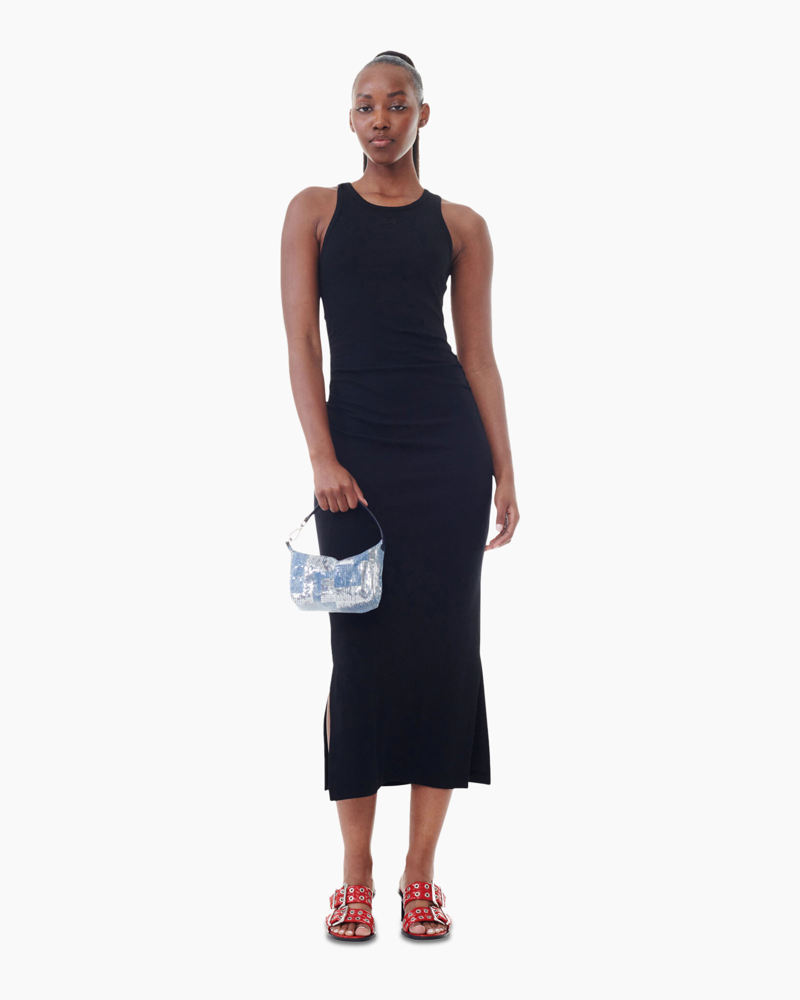 Maxi Jurk Soft Cotton Rib Zwart