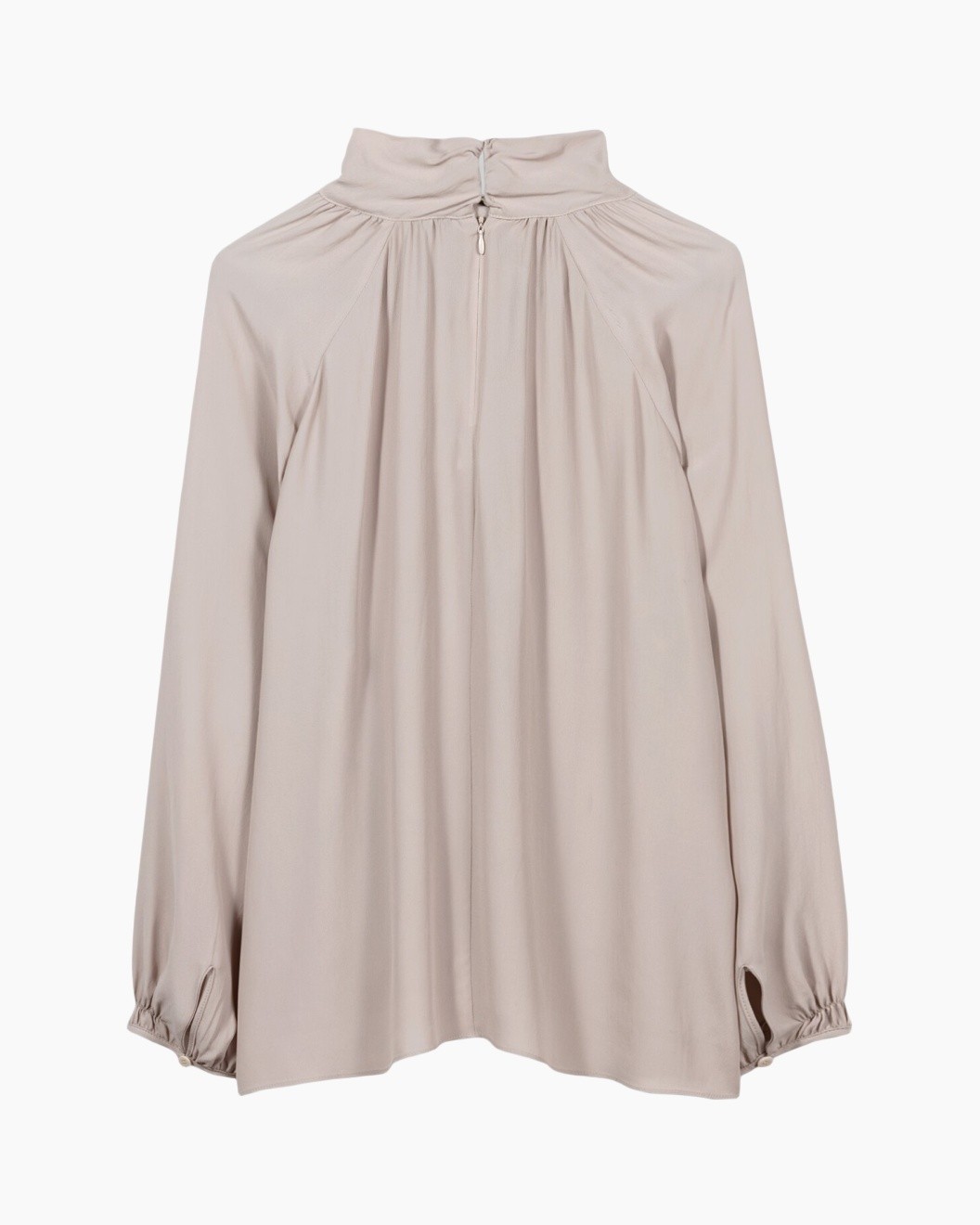 blouse, lange mouwen, halsband/nek, beige, vloeiend/flowy