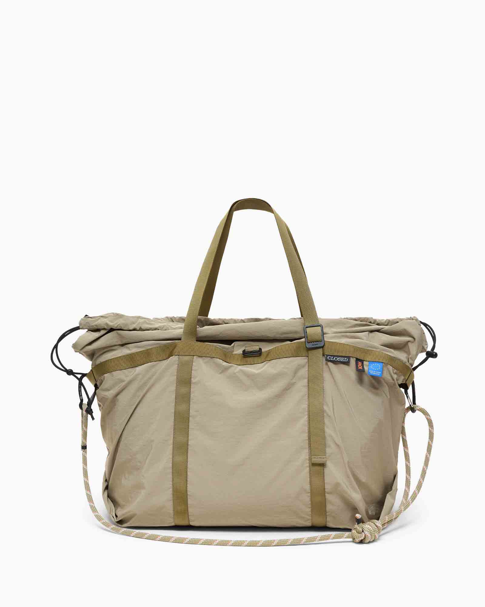 tas duffel, tan/kleur, carryall, schouderriem, koordslip