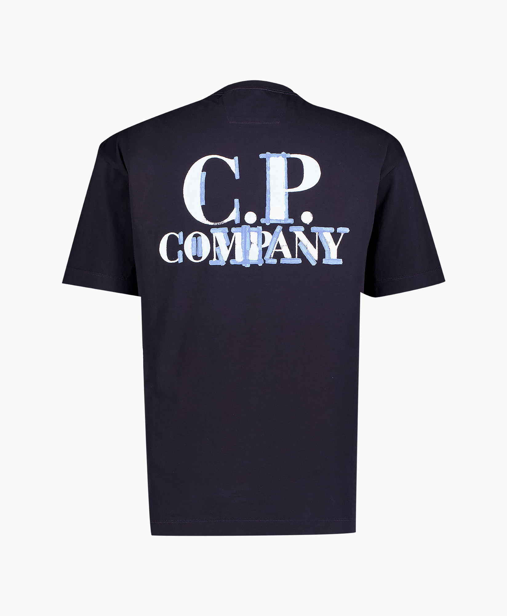 CP Company T-shirt Korte Mouw 30/1 Jersey Logos Tee Donker Blauw