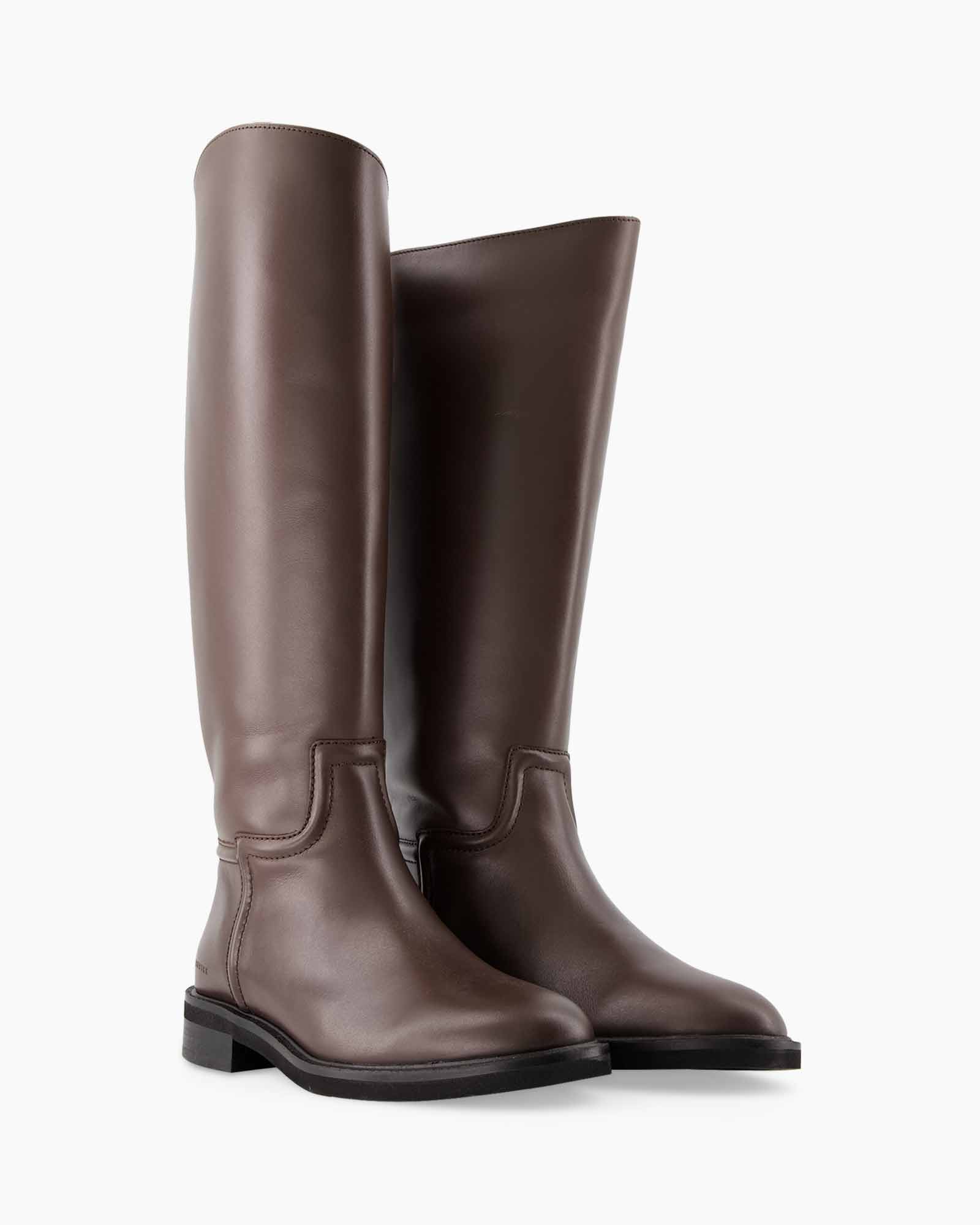 knee-high, laarzen, bruin, leer, halfhoog