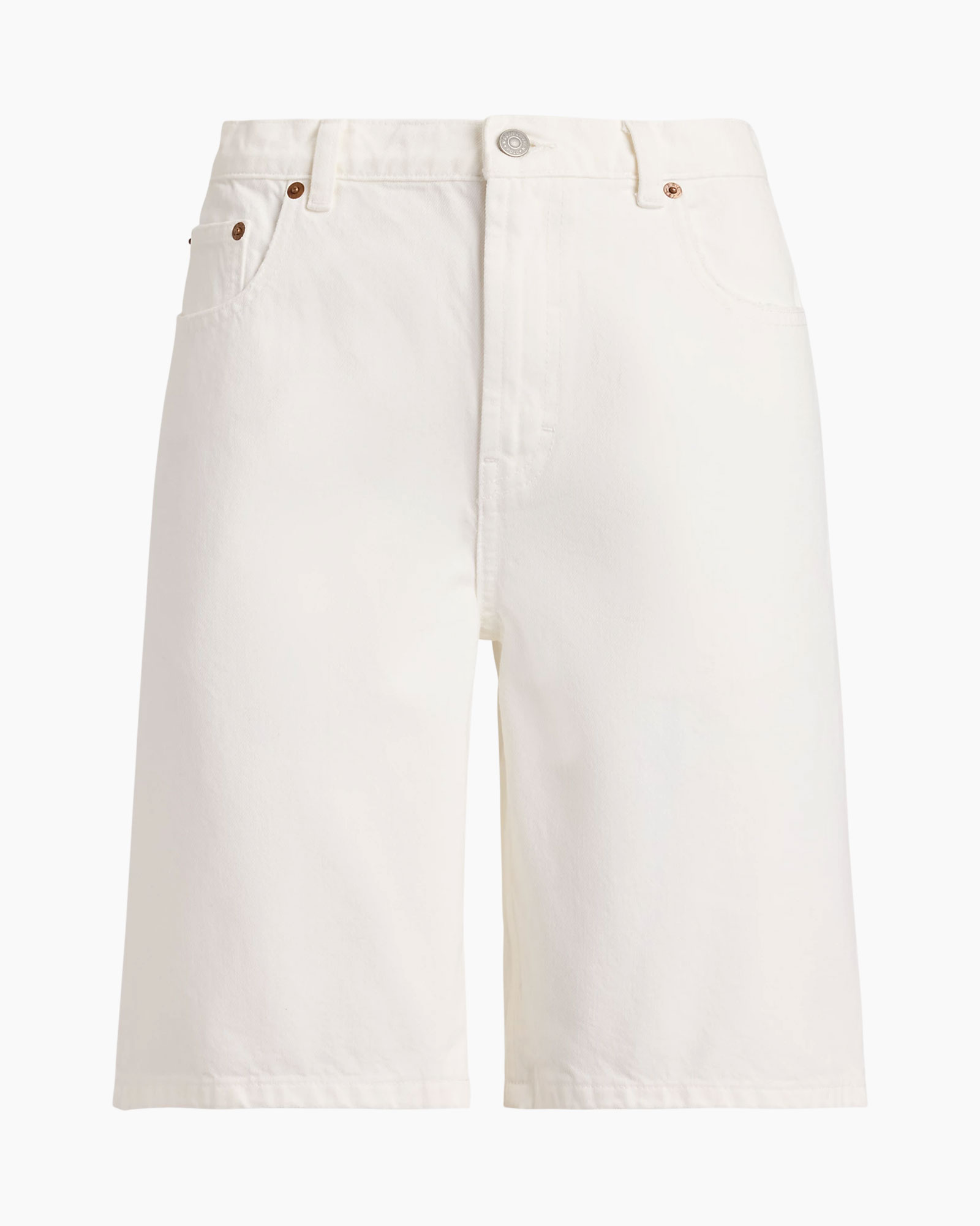 shorts, white, denim, knee-length, plain