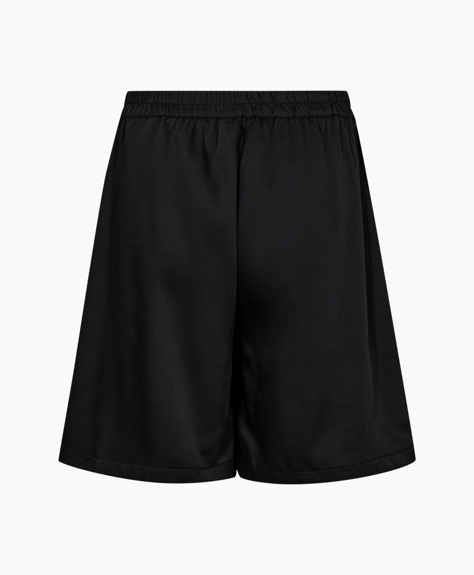 broek shorts, zwart, textuur, elastische taille, middellange