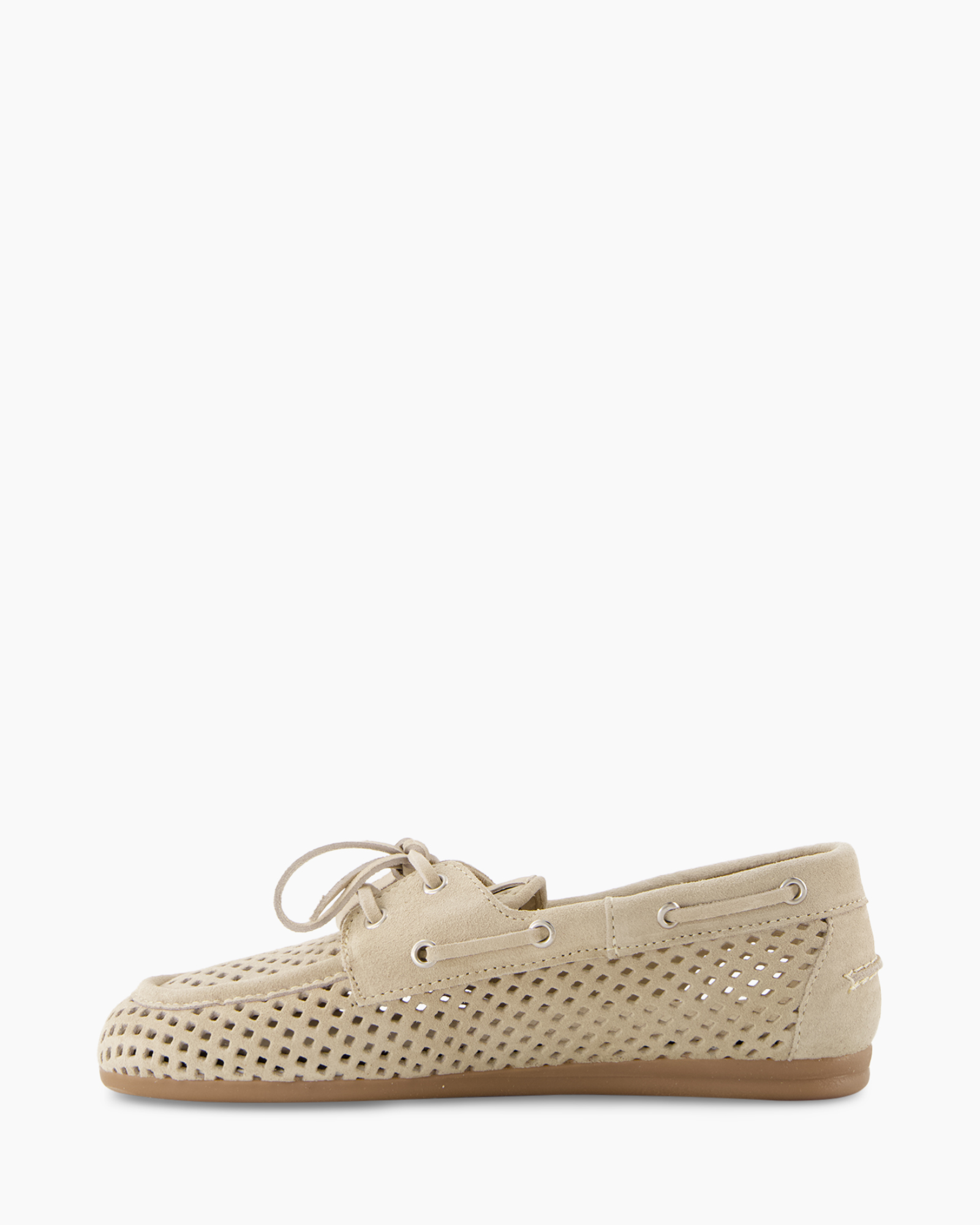 loafer, driva modellen moc, perforated, mesh, beige suède