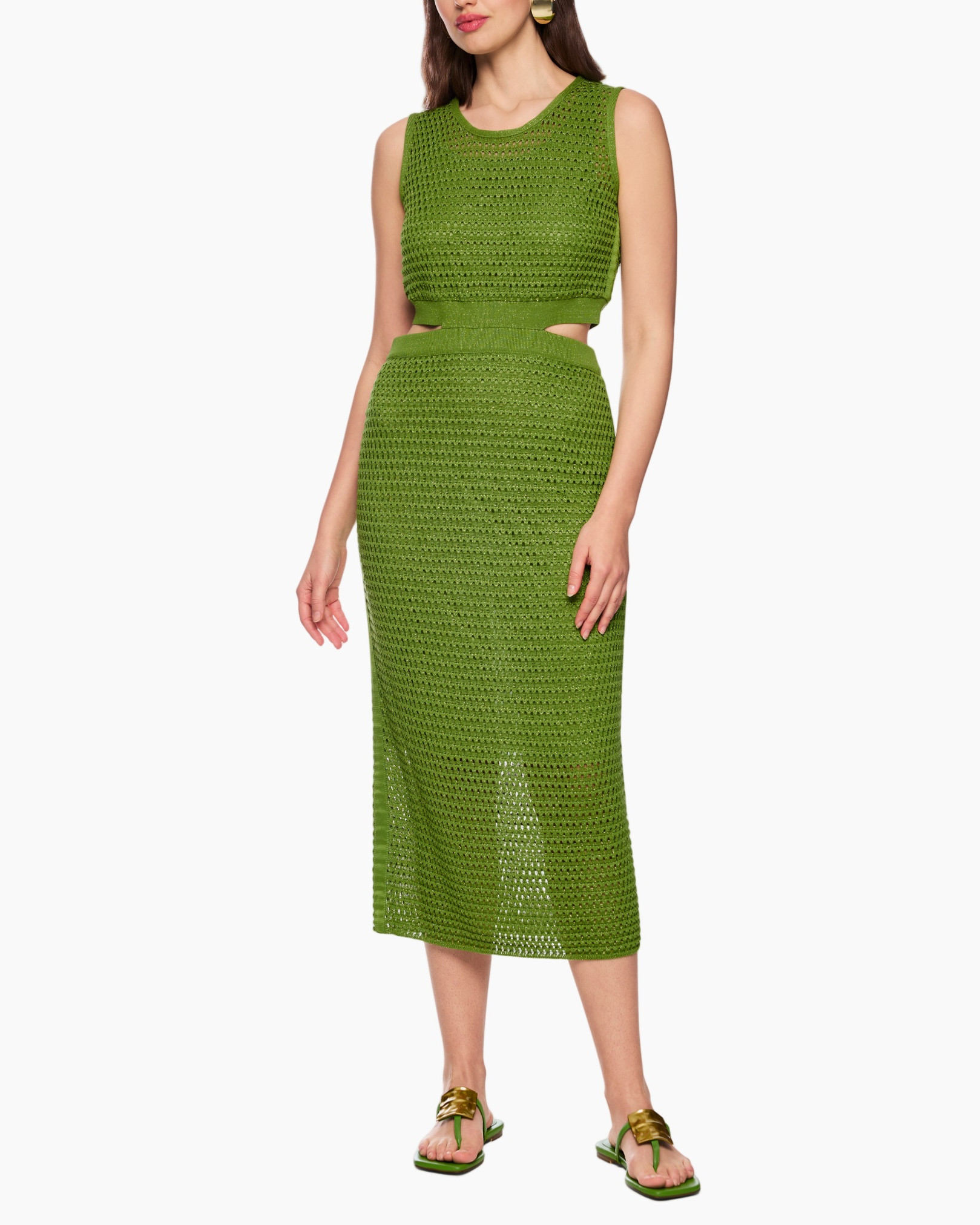 groene jurk, brei jurk, korte top, midi lengte, tweedelige set