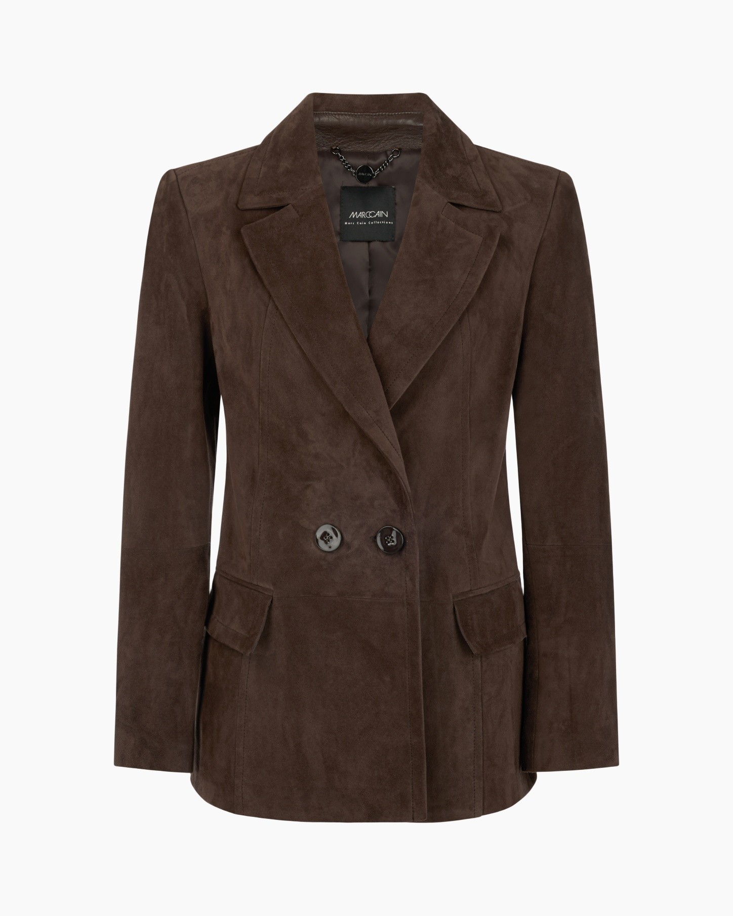 blazer, suede, bruin, dubbelgebreid, jasachtige