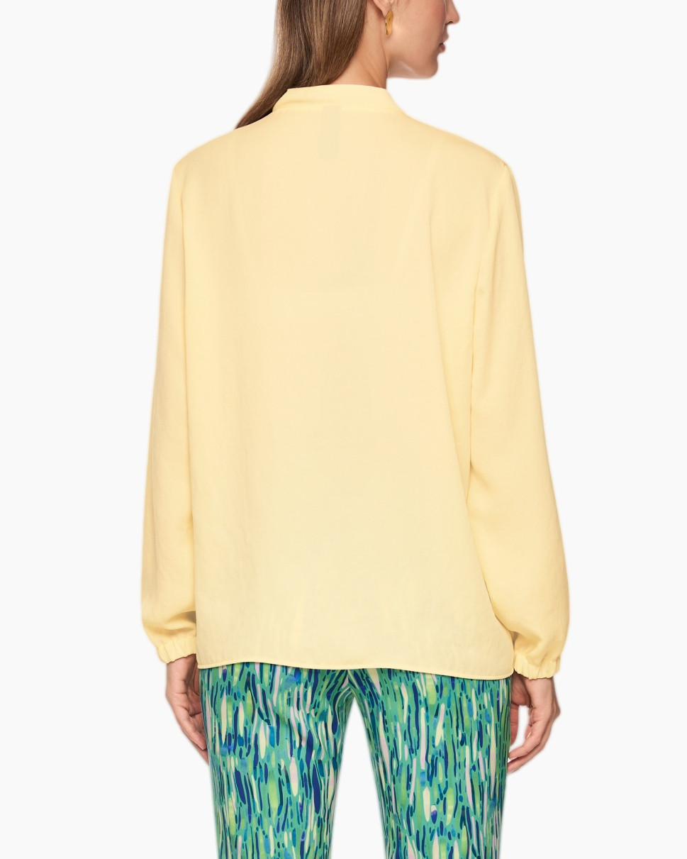 blouse, top, lange mouwen, effen kleur, v-hals