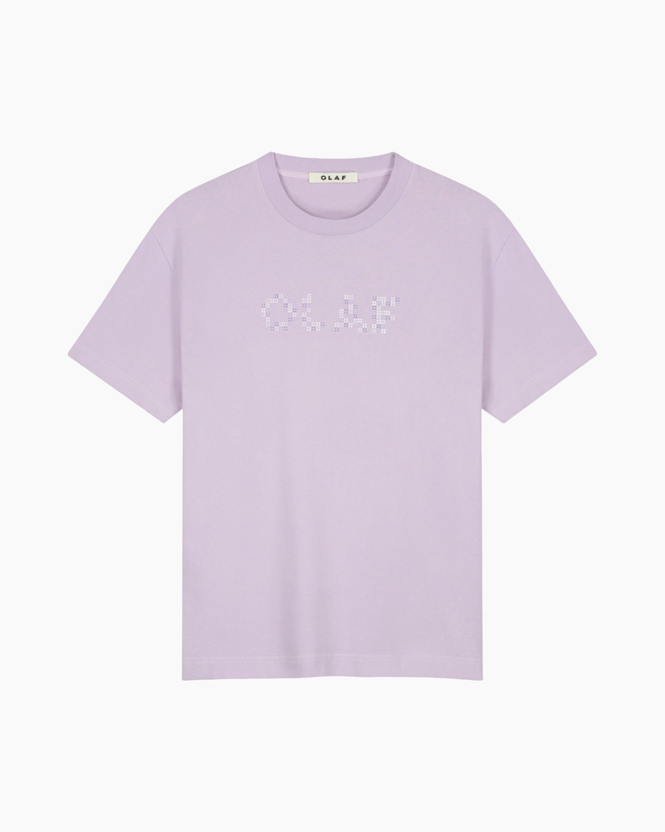 t-shirt, korte mouwen, lavendel, logo versiering, kraag zonder kap