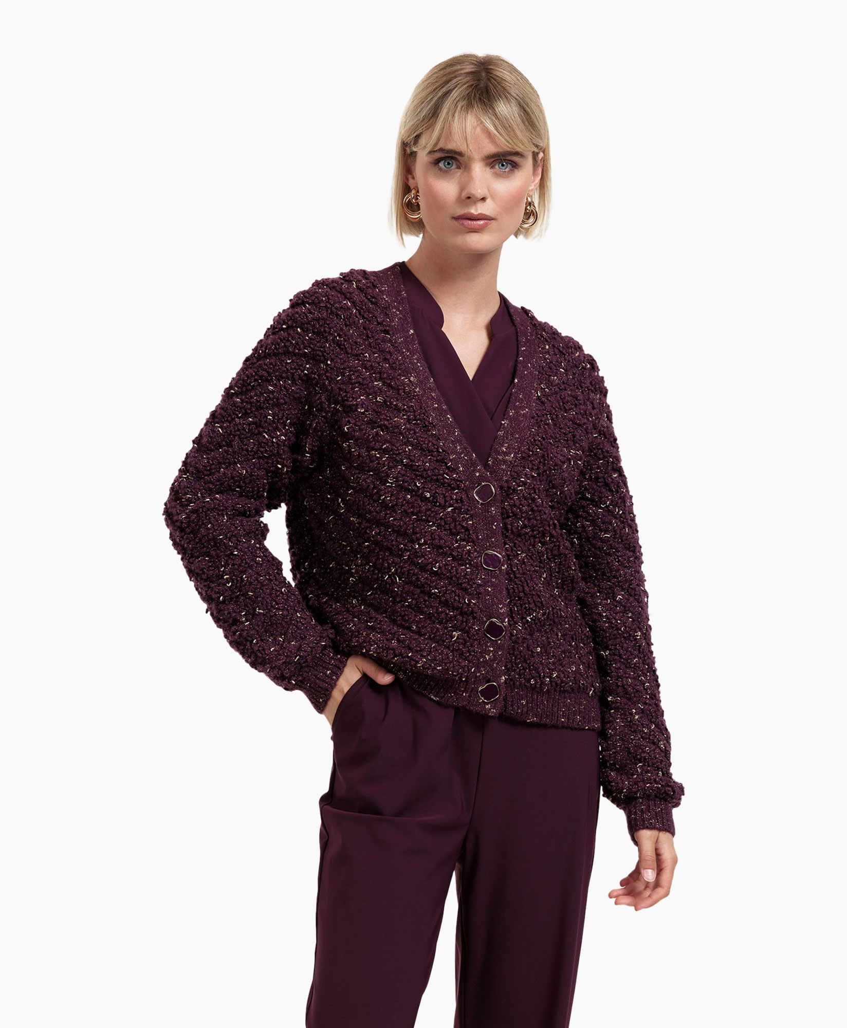 Pullover Iris Chunky Glitter Cardigan Paars