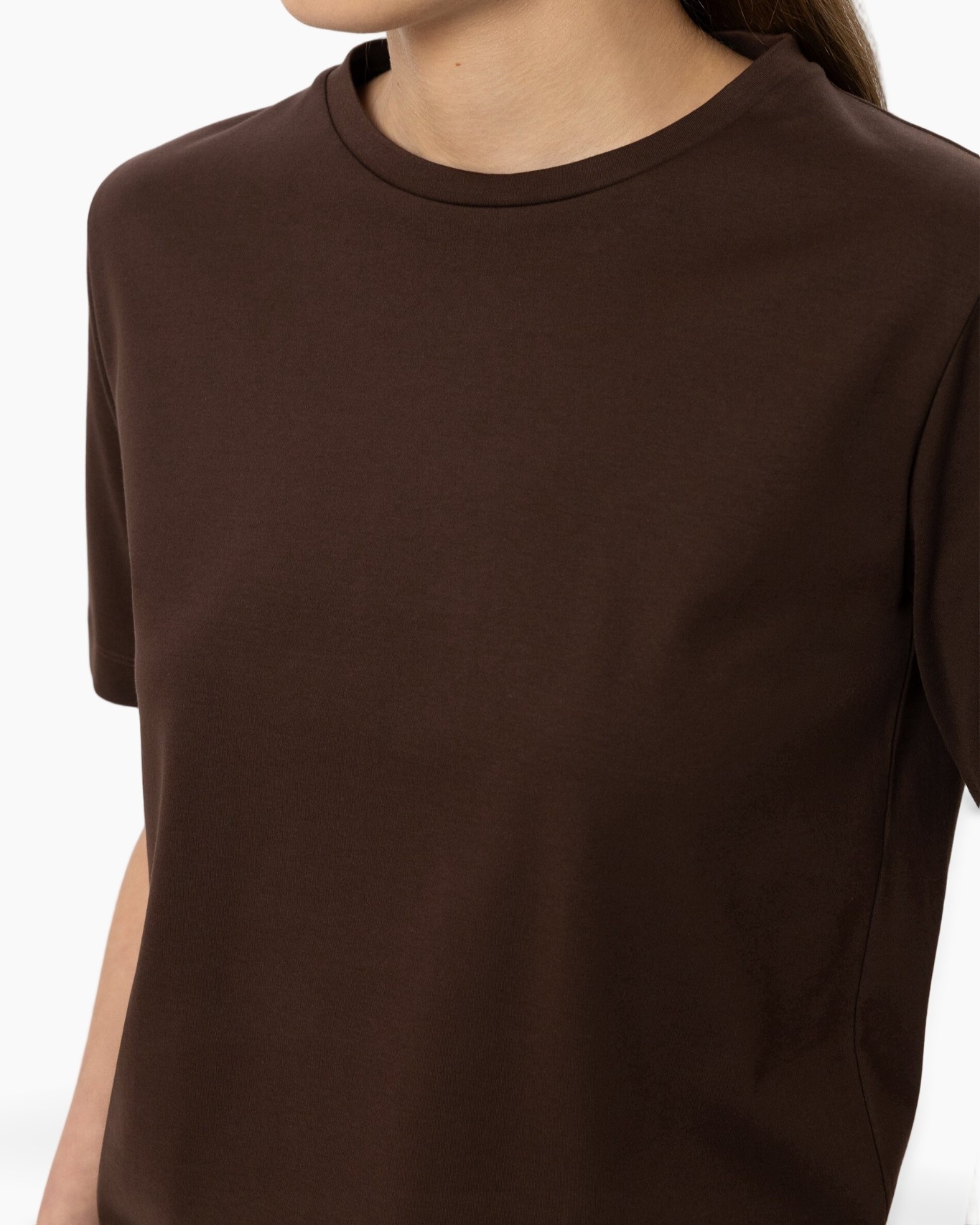 t-shirt, mouwloos korte, bruin, katoen, kraagloze nek