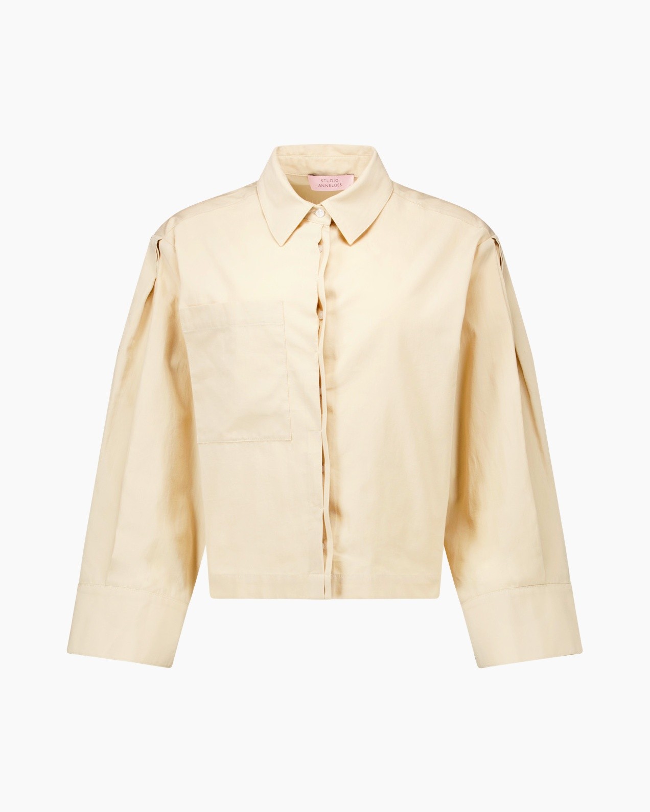hemd, blouse, beige, kraag, lange mouw