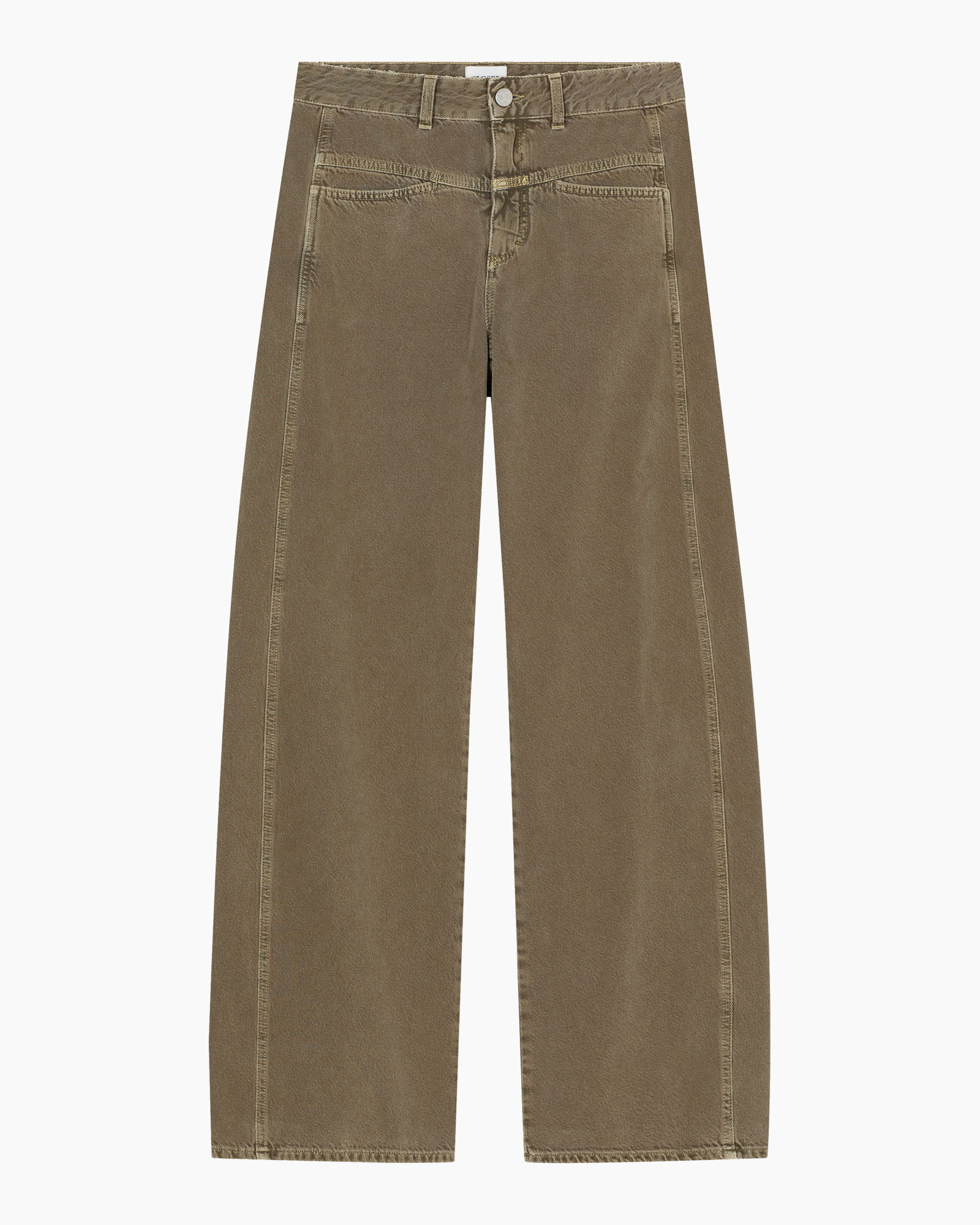 broek, khaki, bruin, katoen, rechte-pas