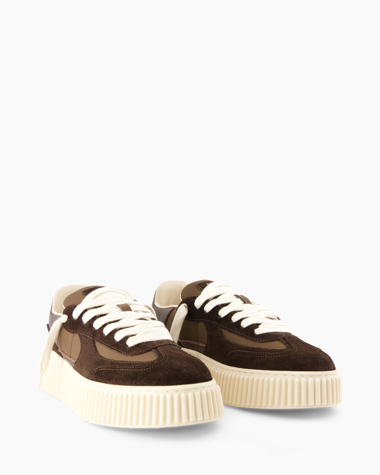 sneaker, schoenen, platformzool, bruin, veters