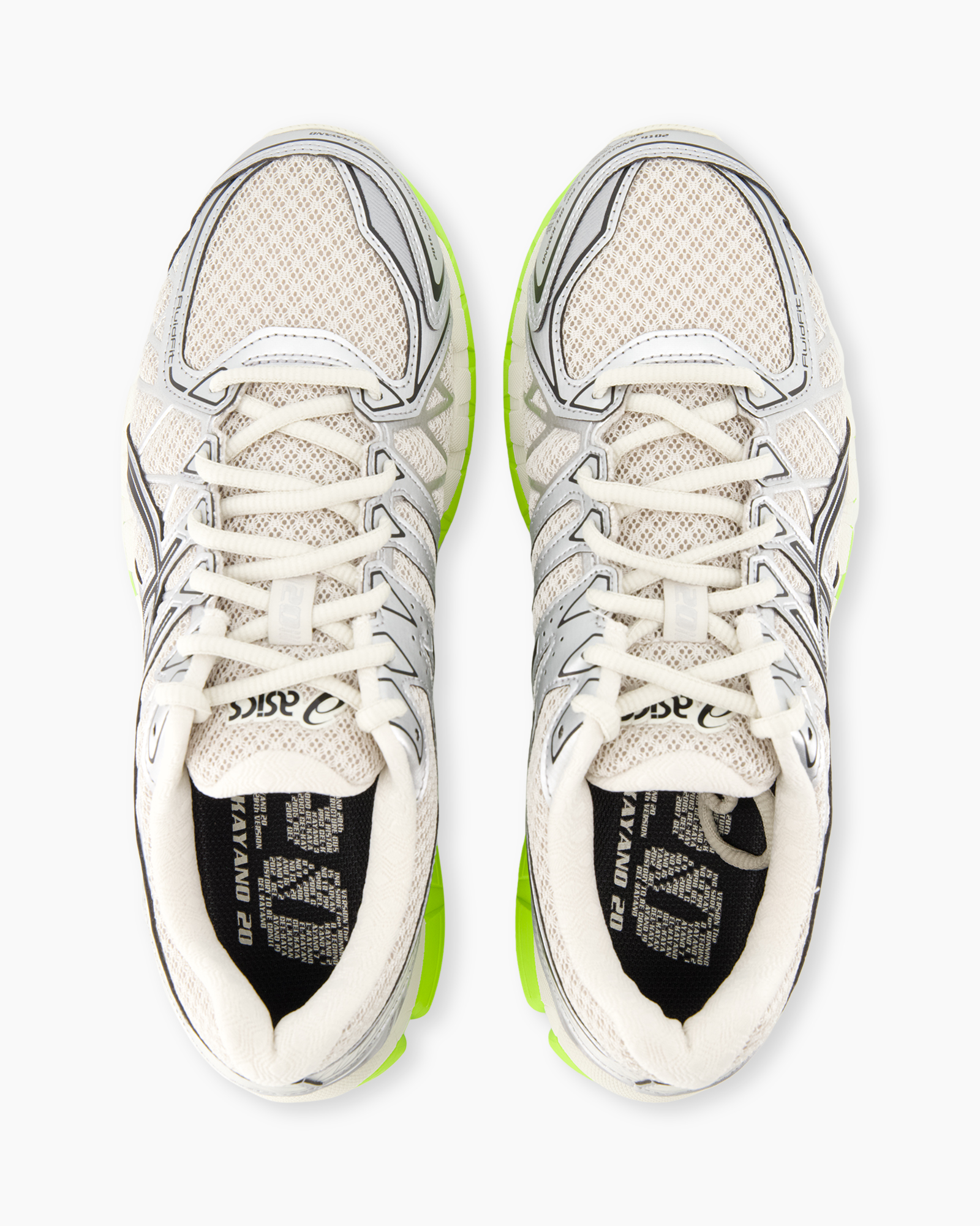 hardloopschoenen, mesh, wit, neon groen, vetersluiting