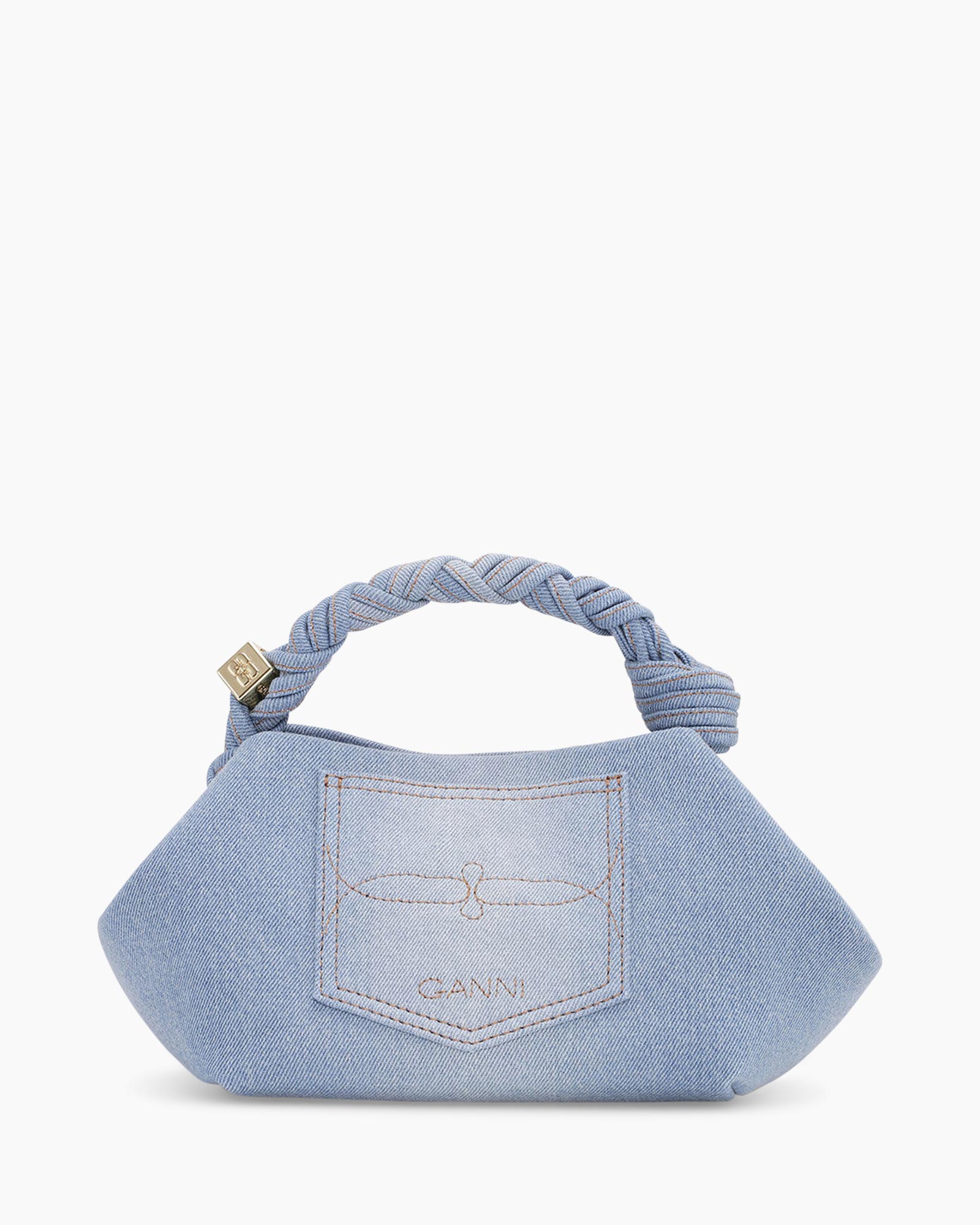 Crossbody Tas Ganni Bou Small Washed Denim Blauw
