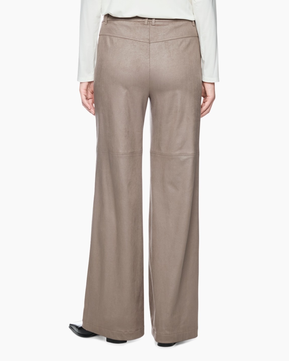 broek, flared, beige, Broekspijpen, wijdere