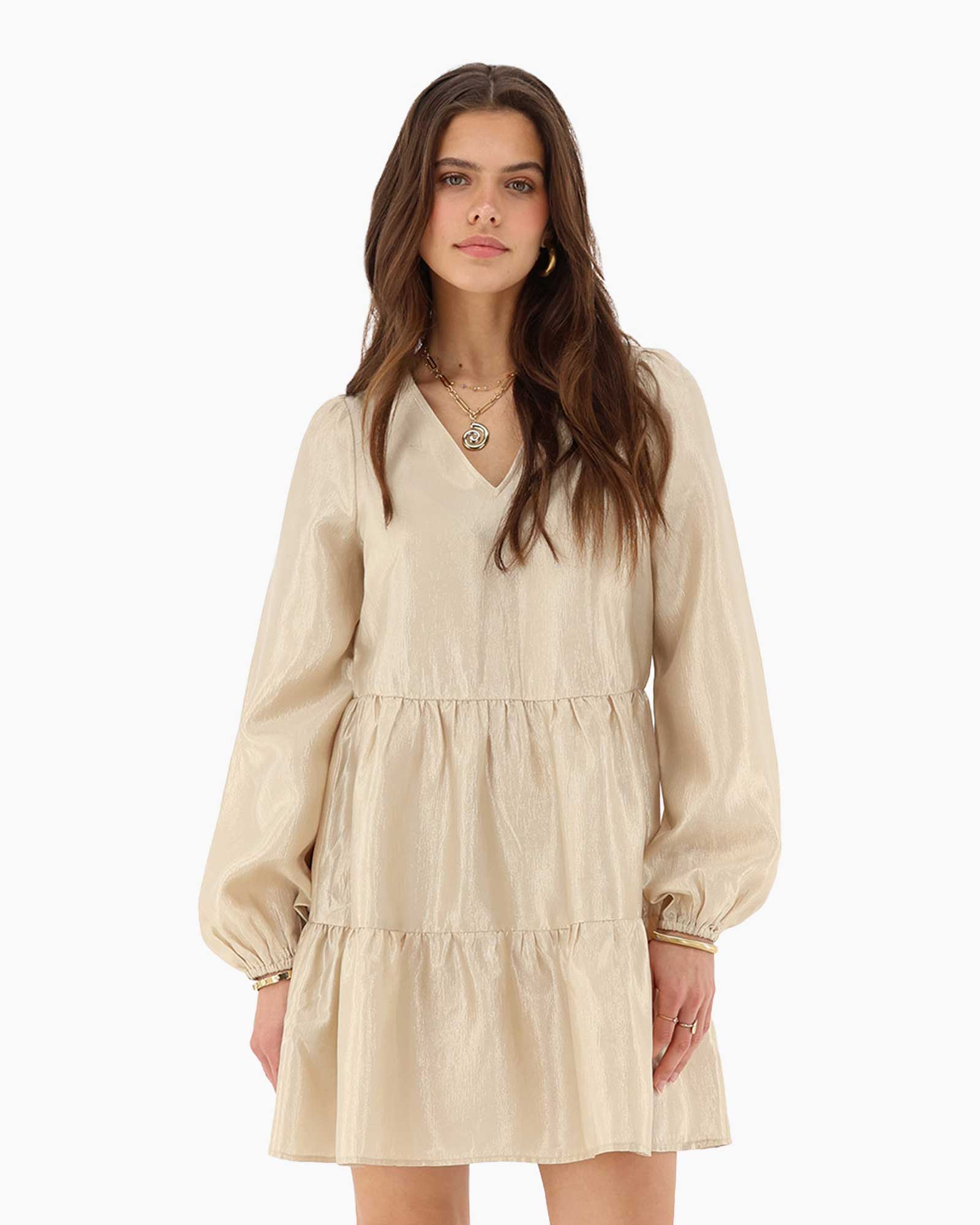 Jurk Shiny Dress Beige