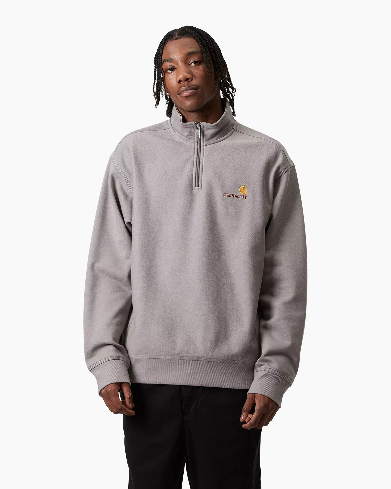 Sweater Half Zip American Script Grijs