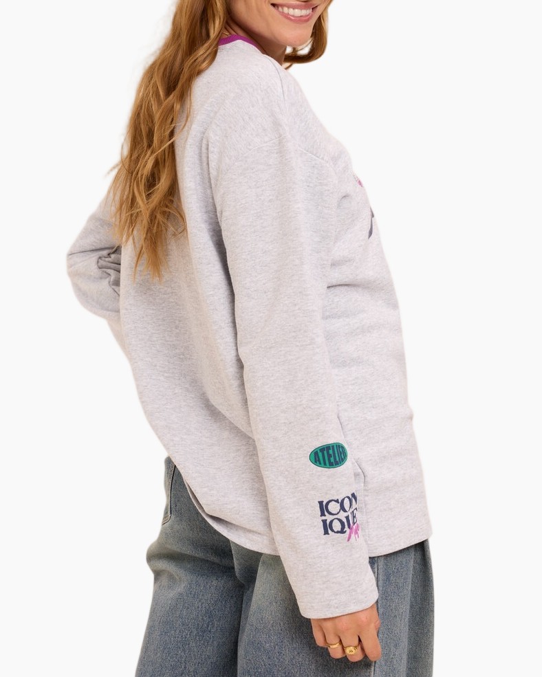 sweatshirt, lange mouwen, grafisch, grijs, unisex