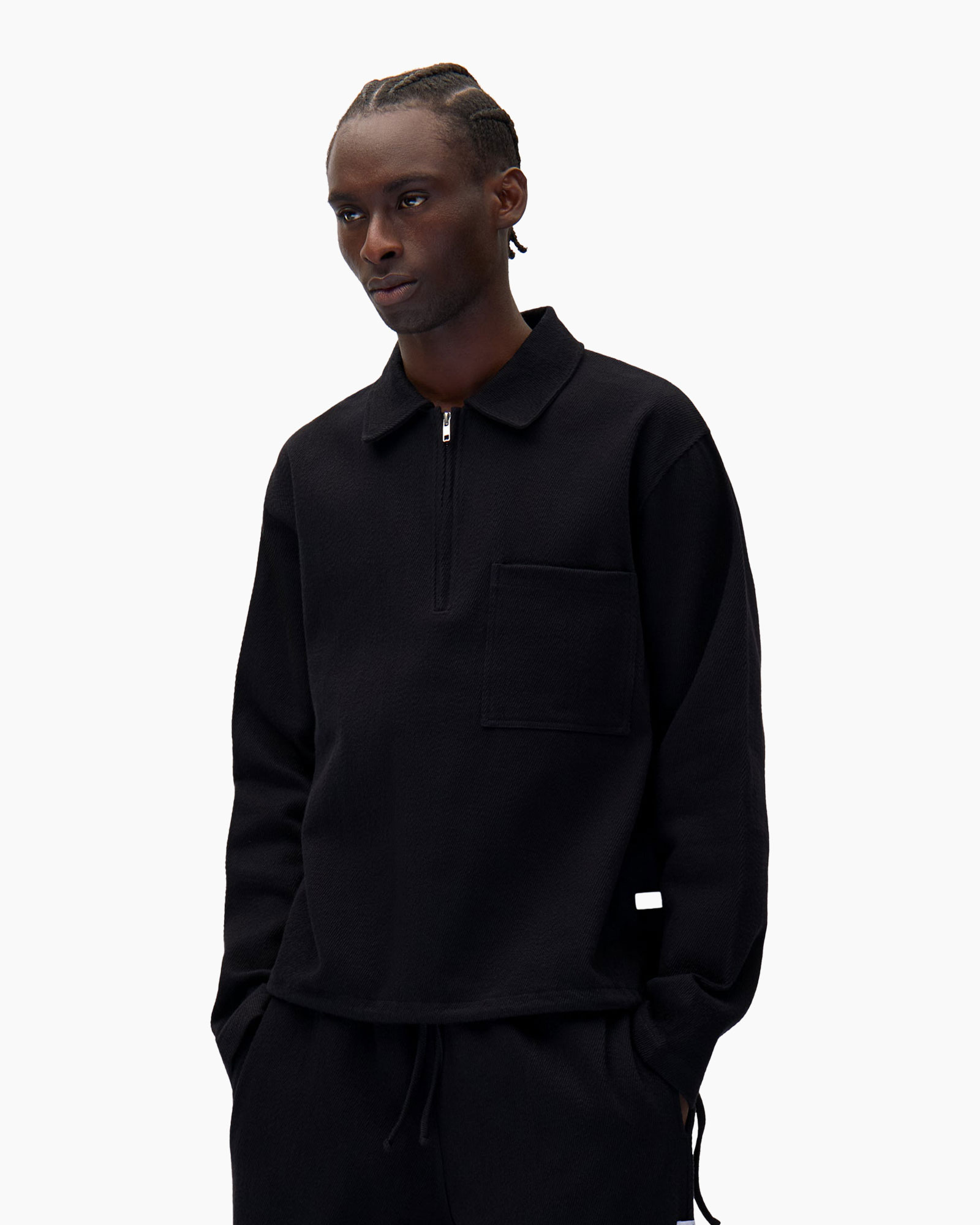 Overshirt Label Zipper Ls Zwart