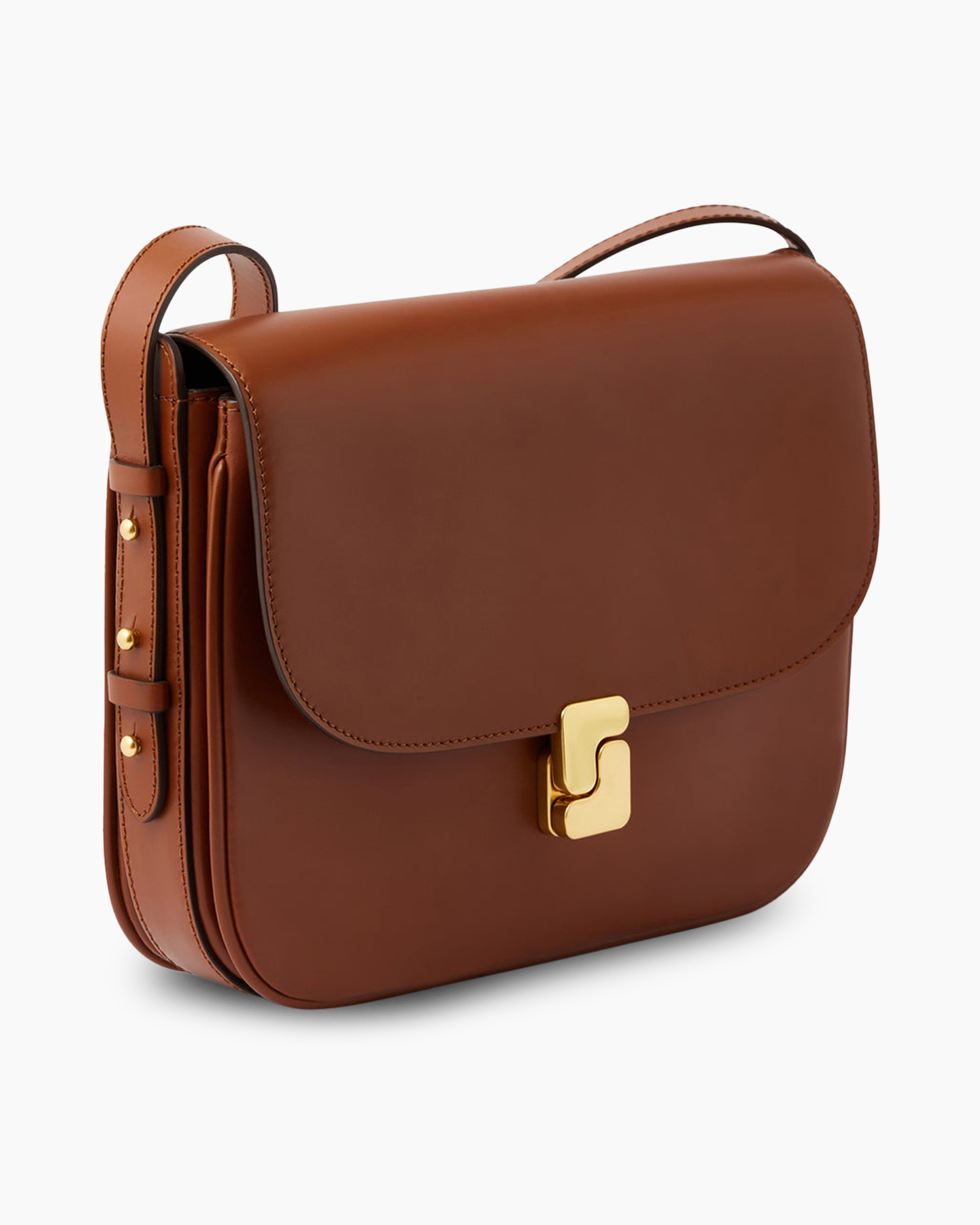 handtas, schoudertas, bruin, leer, gouden hardware