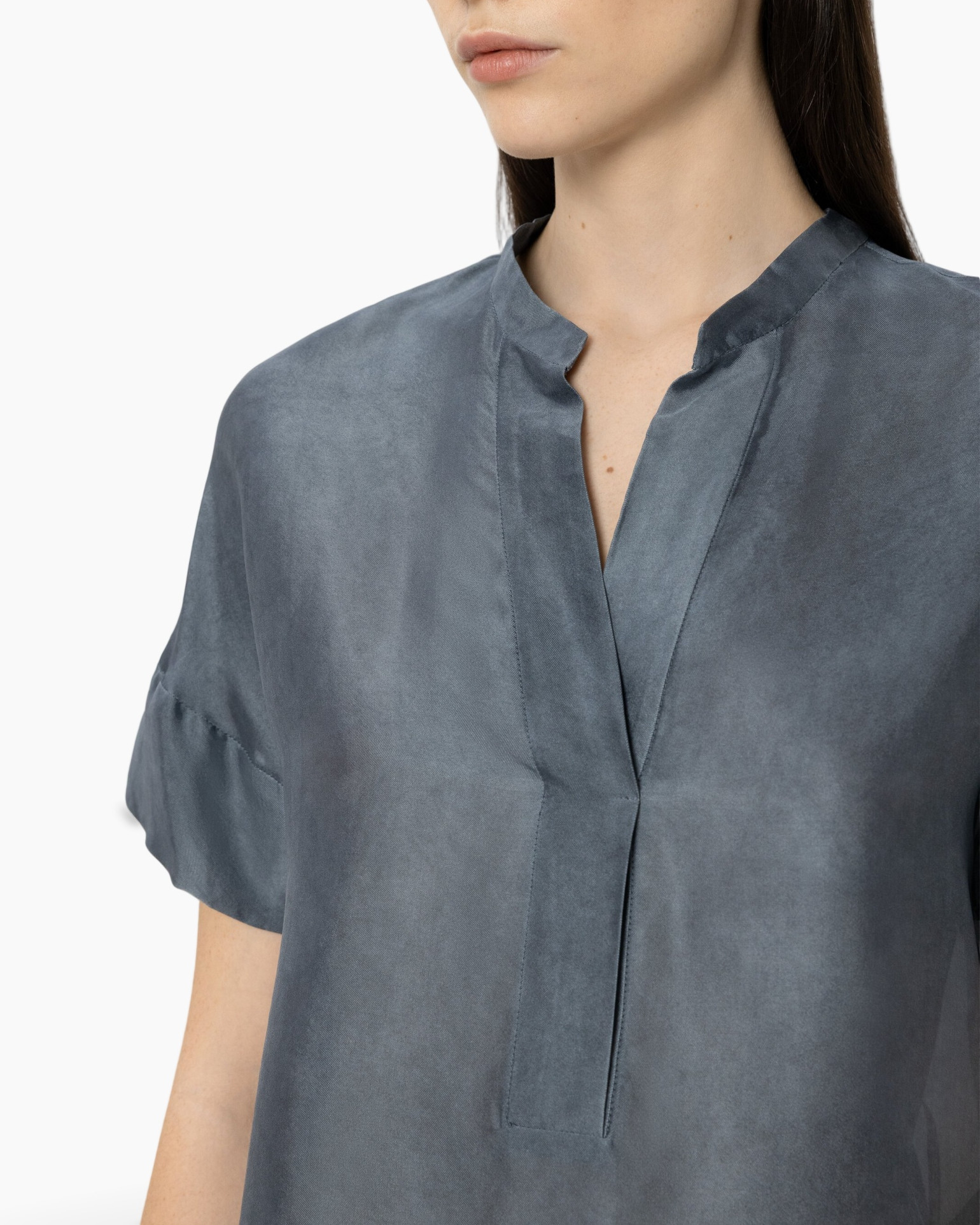 blouse, top, korte mouw, ronde hals, soft touch stof