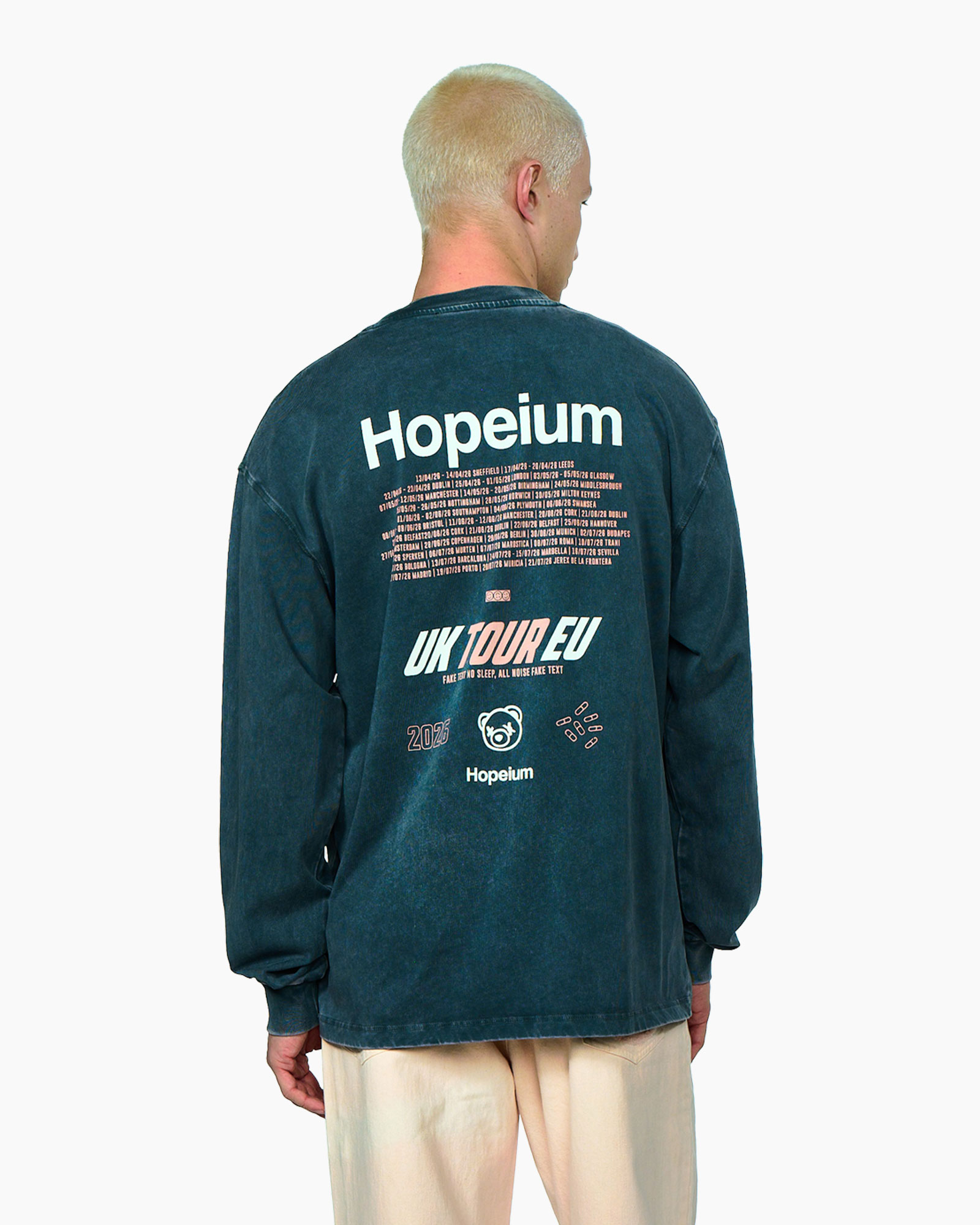 lange mouw, blauw, oversized, kraagloze (crew), gewassen
