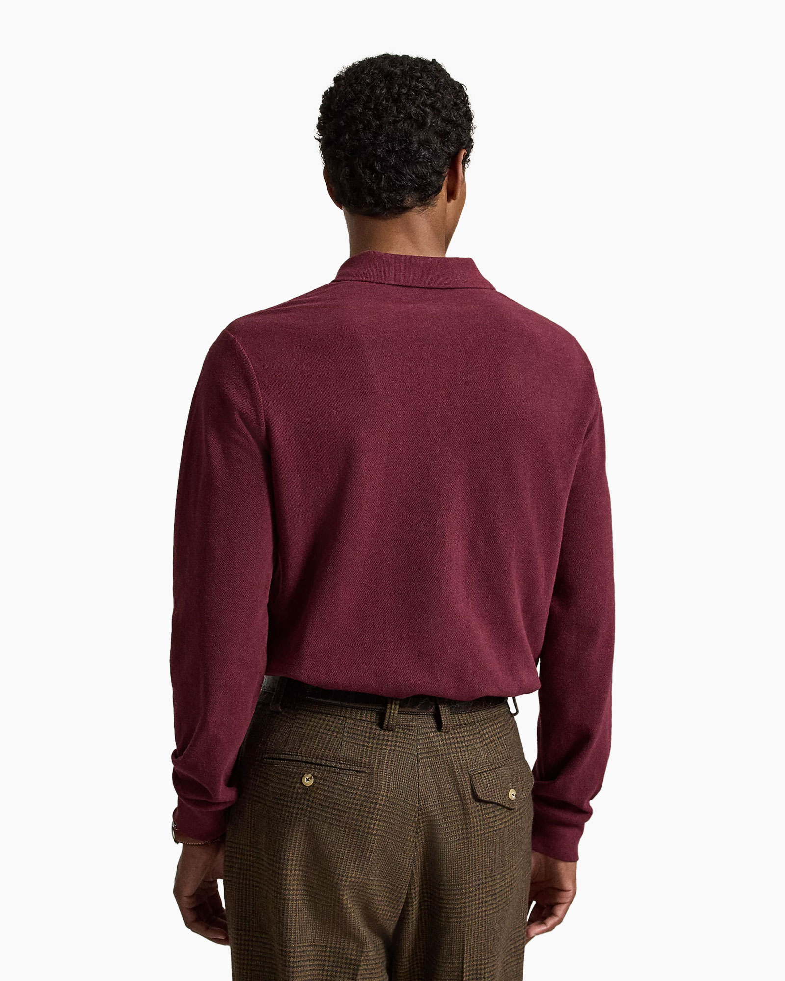 polo shirt, lange mouwen polo, maroon, breipolo, klein logo