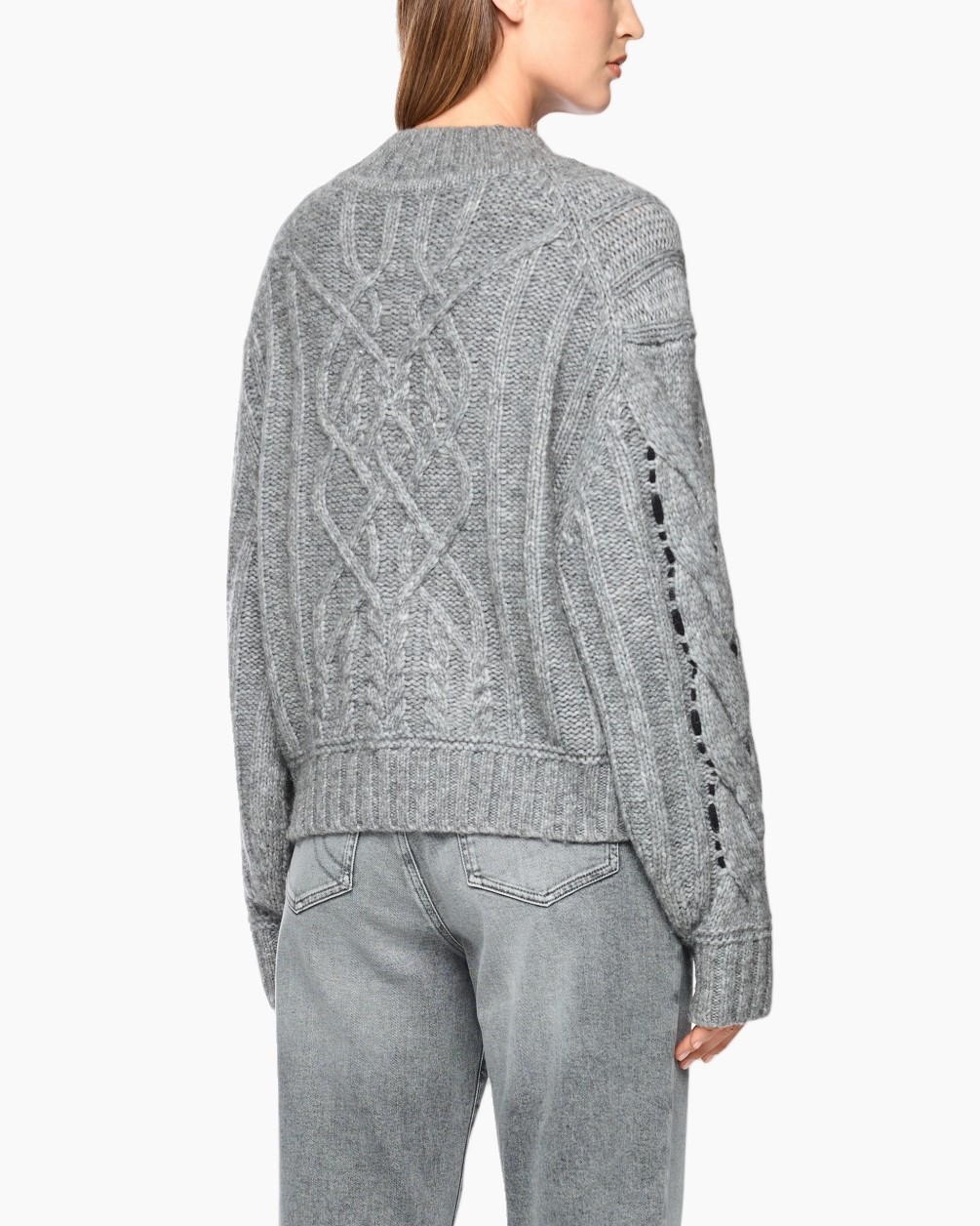 trui,  knitted, kabeltrui, grijs, pully