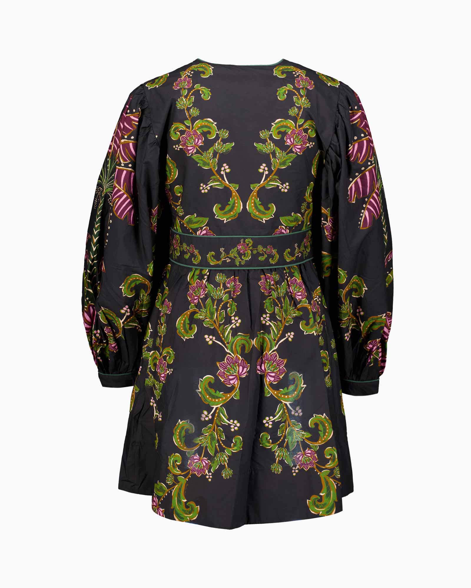 Jurk Ravenala V Neckline Puffed Sleeve Mini Zwart