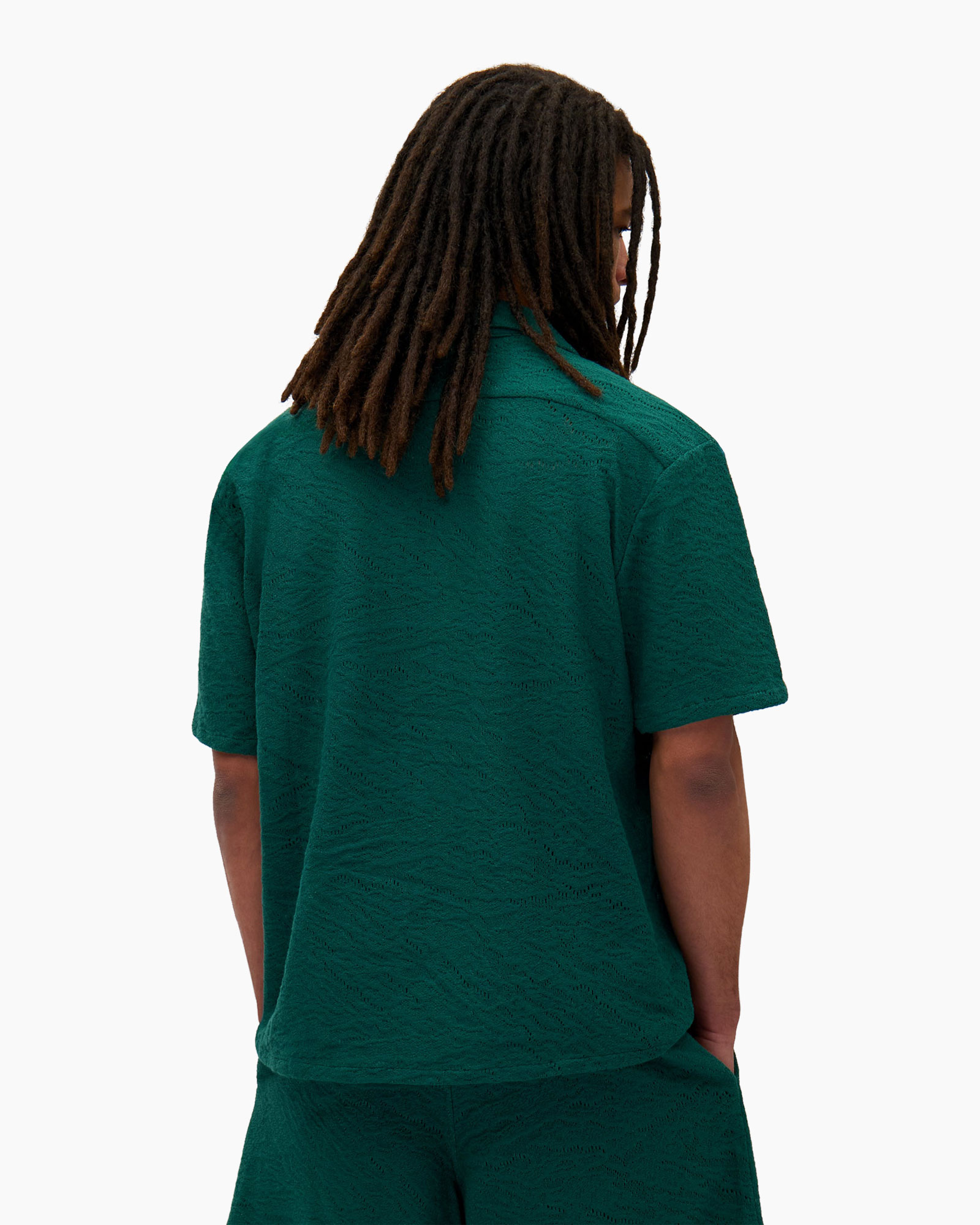 Overhemd Crochet Shirt Donker Groen