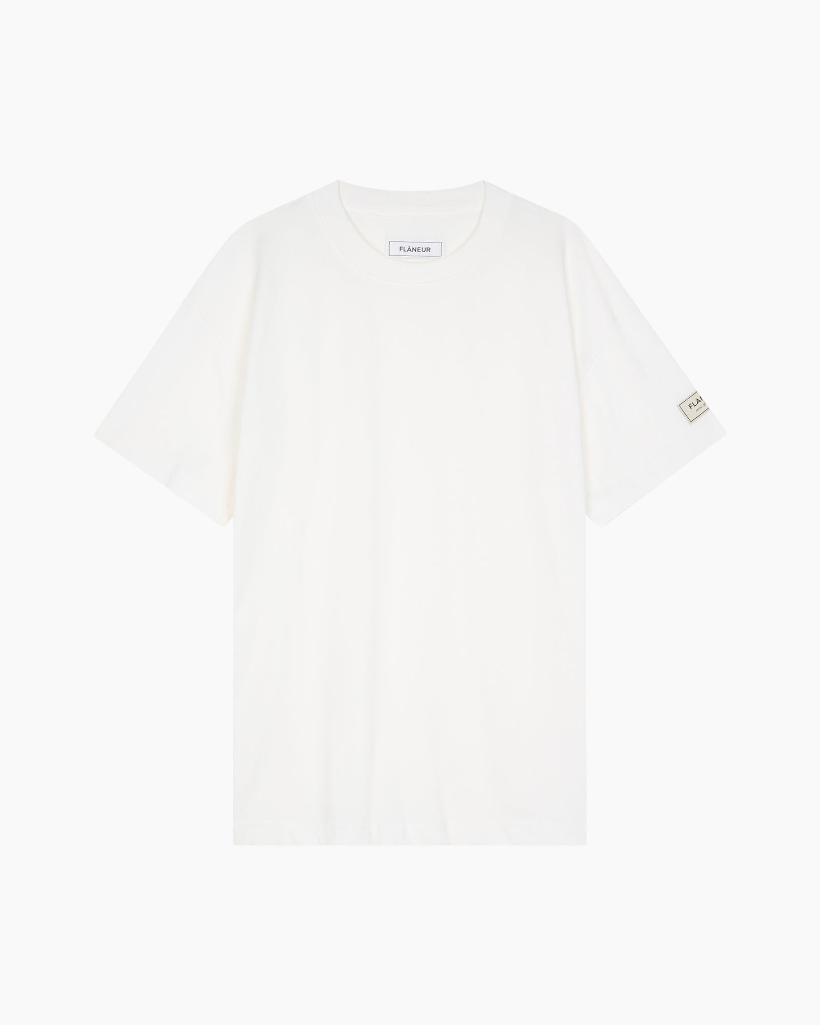 T-shirt, wit, kortmouw, kraagloze, effen