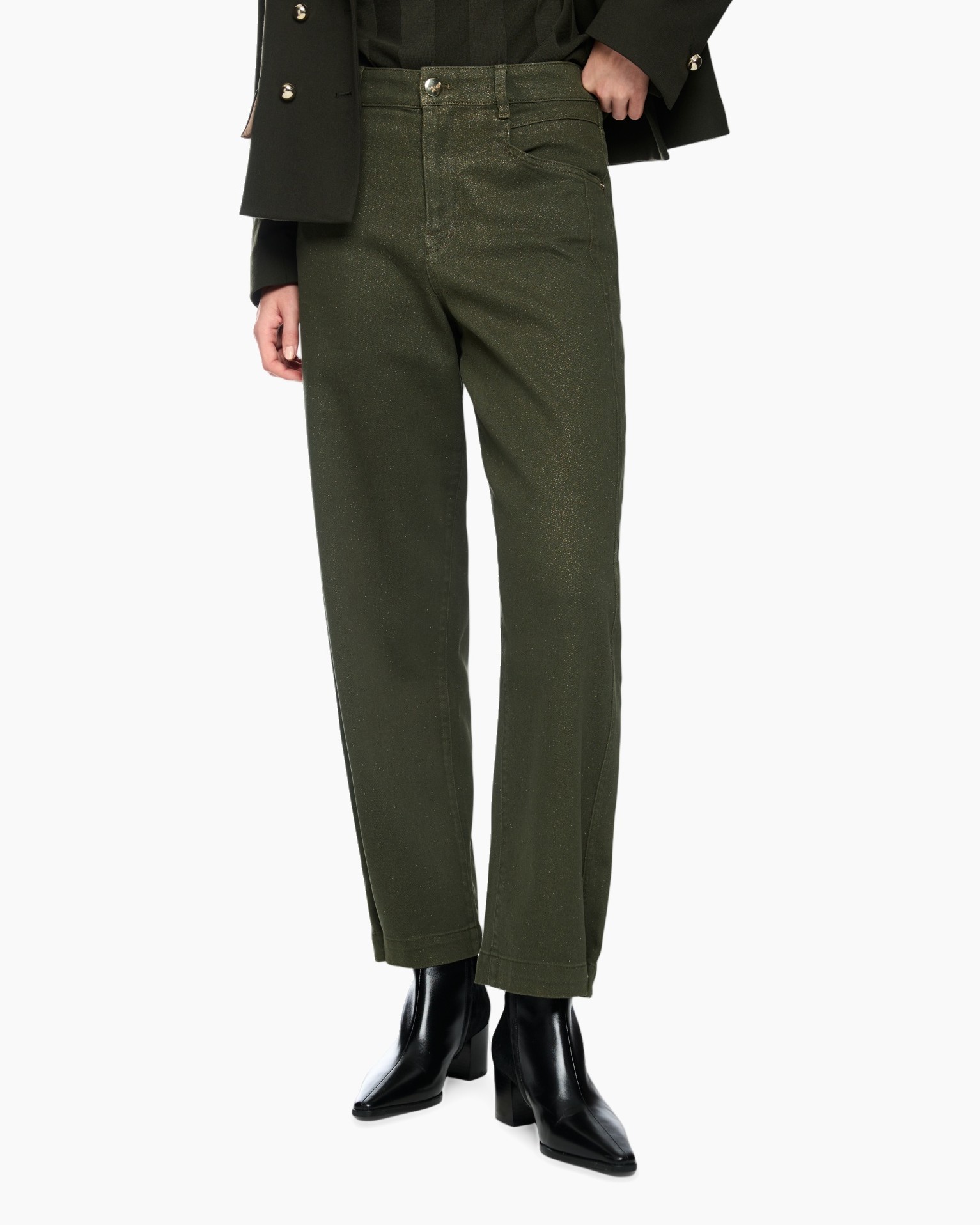 broek, olijfgroen, broek, wijdere, laarzen