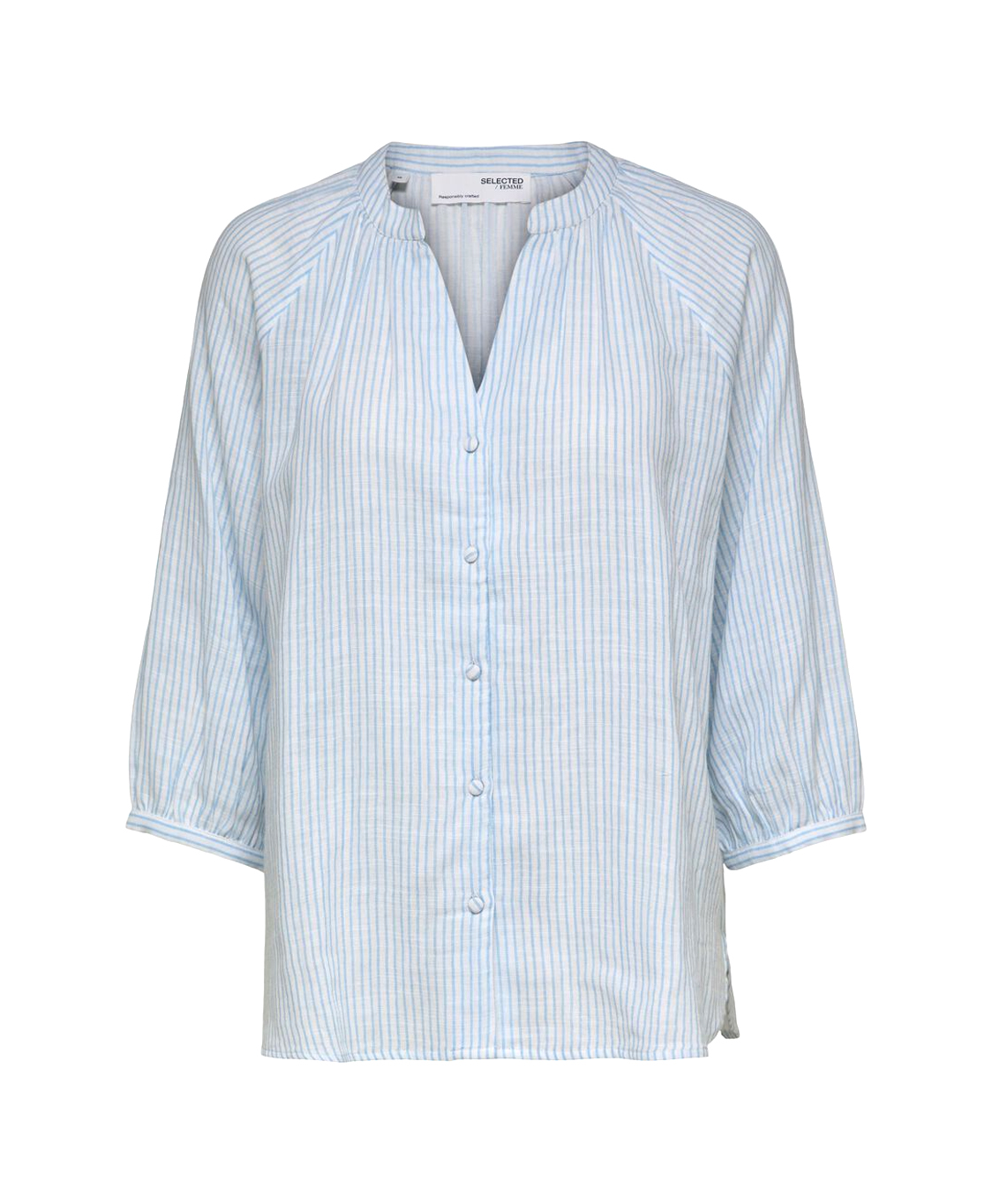 Selected Femme Blouse Alberta 3/4 Shirt W Blauw