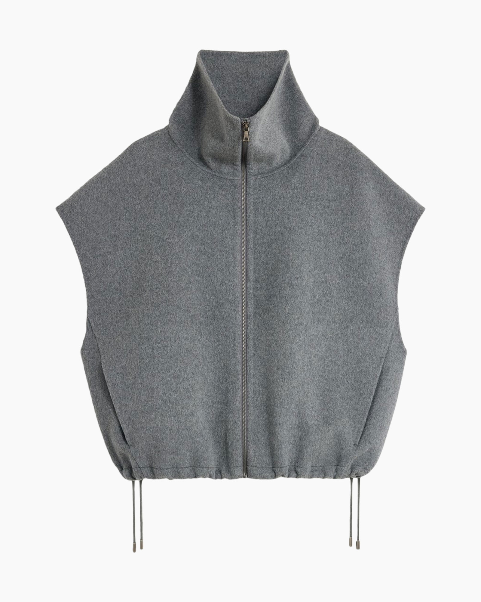 vest, zonder capuchon, rits, trekkoord, grijs