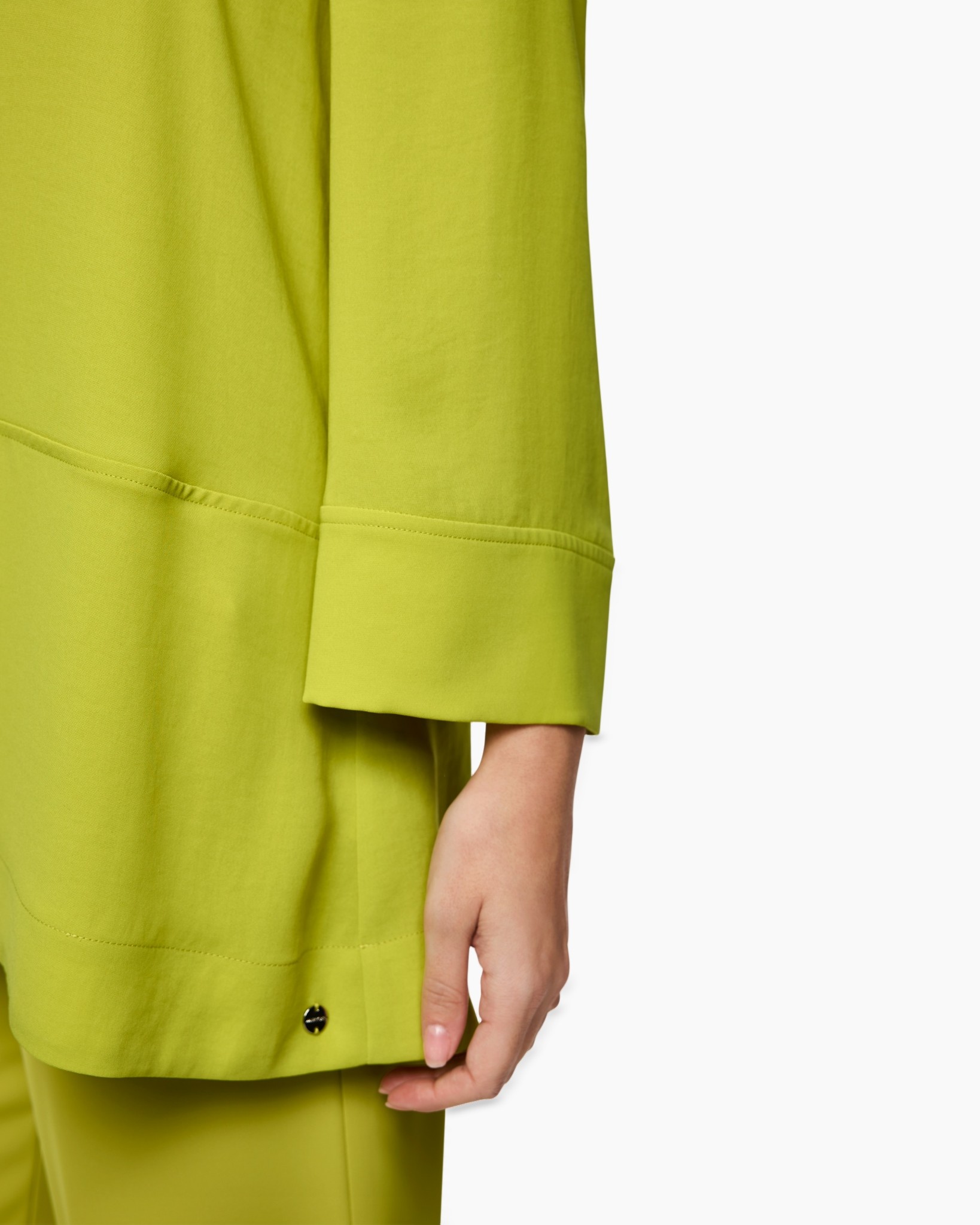 groen, lange mouw, tunic, zak, knopdetail