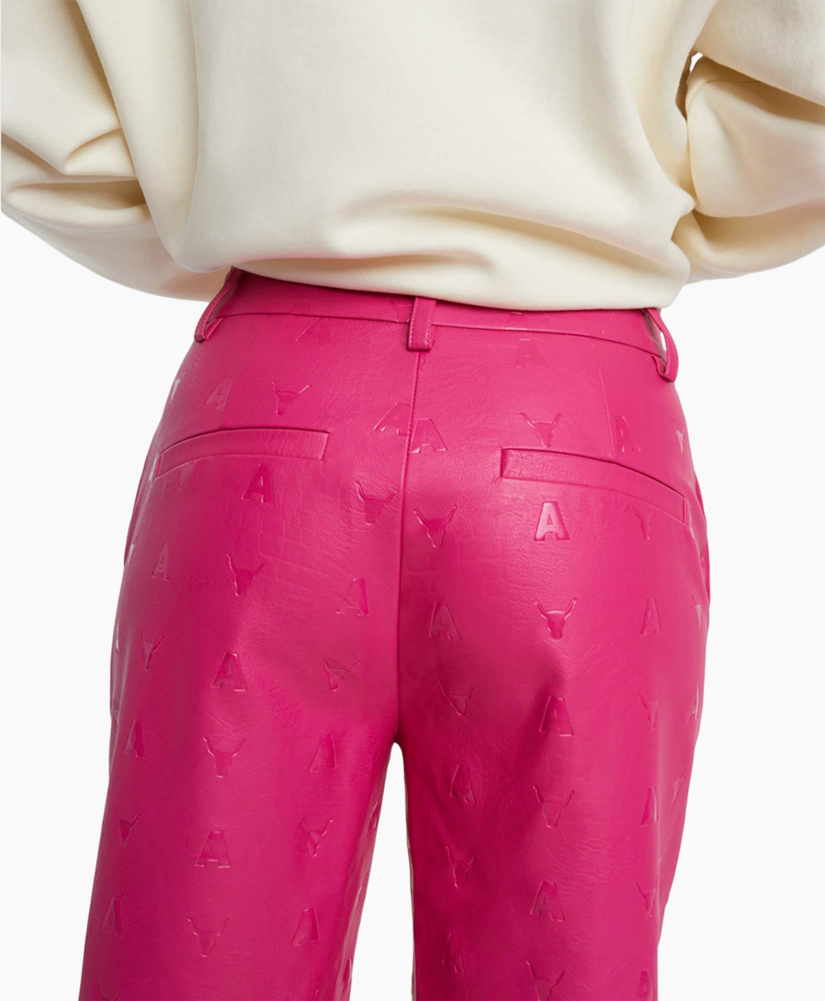 Pantalon Ladies Woven Logo Faux Leather Pink