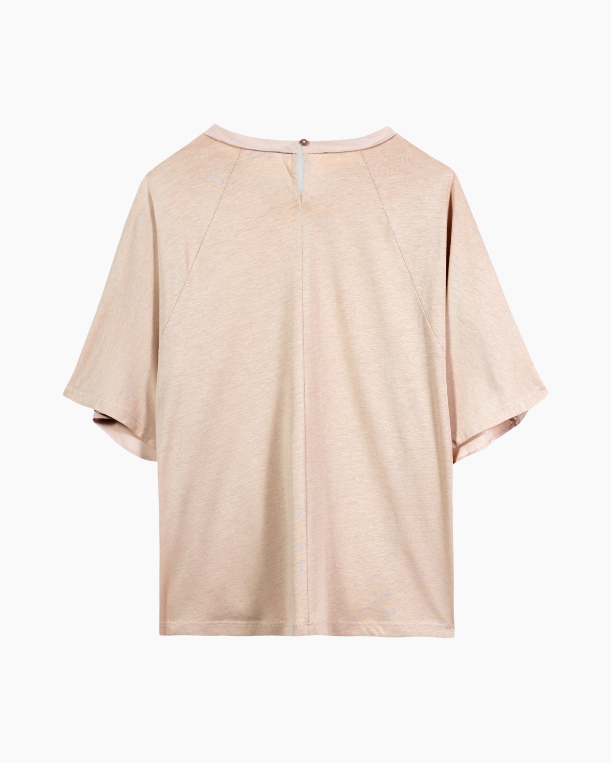 top, blouse, peach, zacht materiaal, korte mouwen